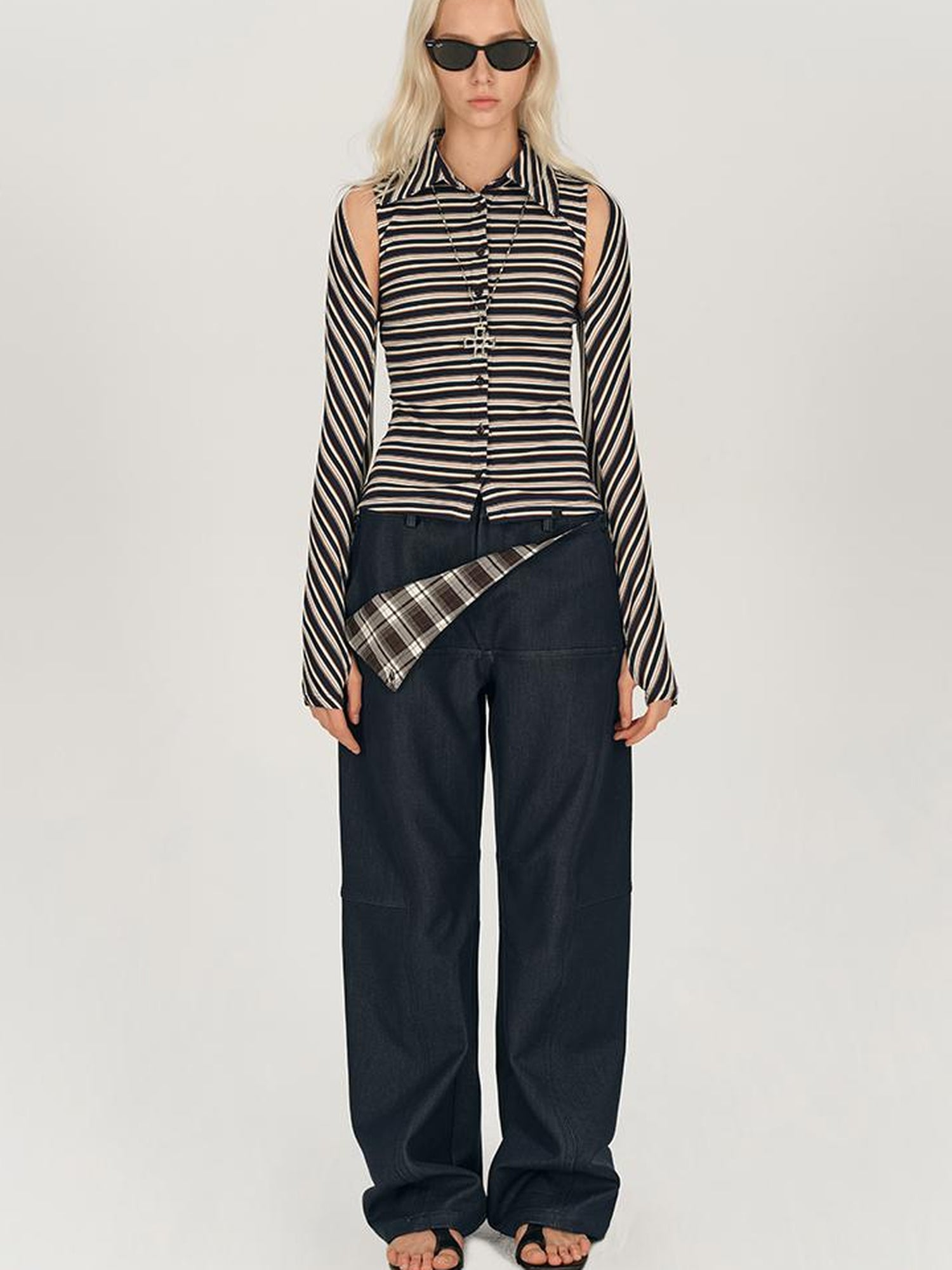 AFTADAWN Two Way Striped Lyocell Tee