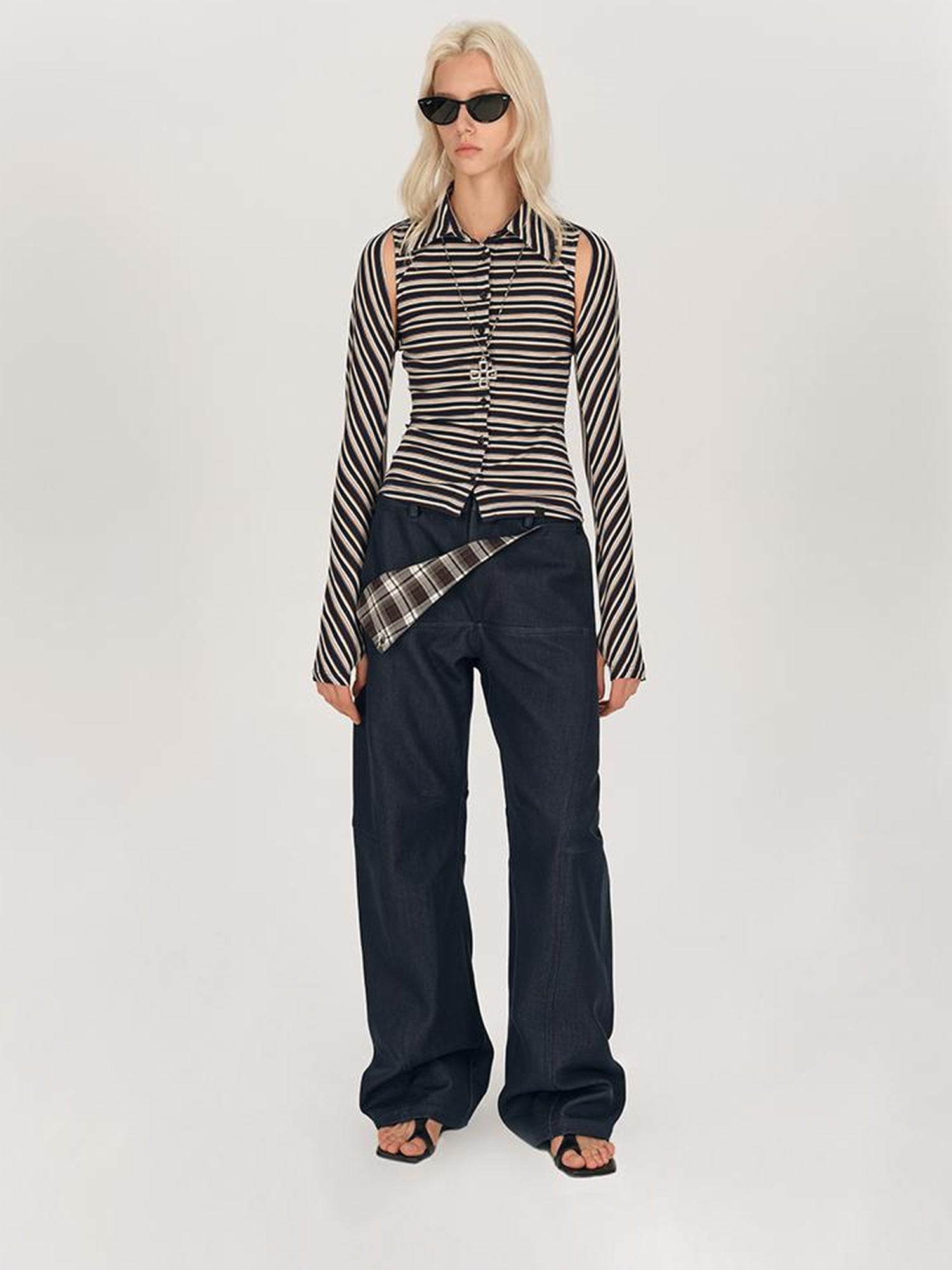 AFTADAWN Two Way Striped Lyocell Tee