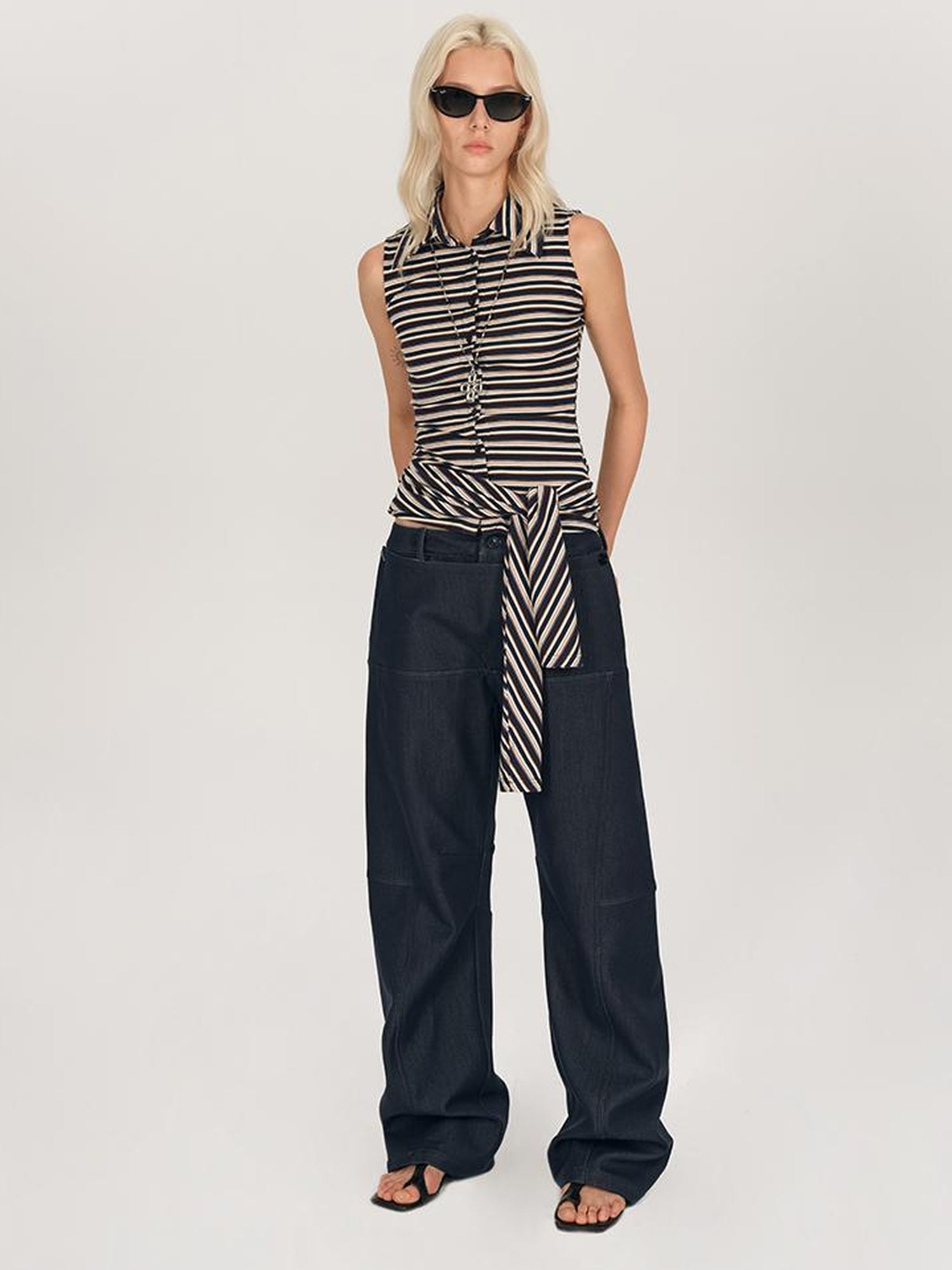 AFTADAWN Two Way Striped Lyocell Tee