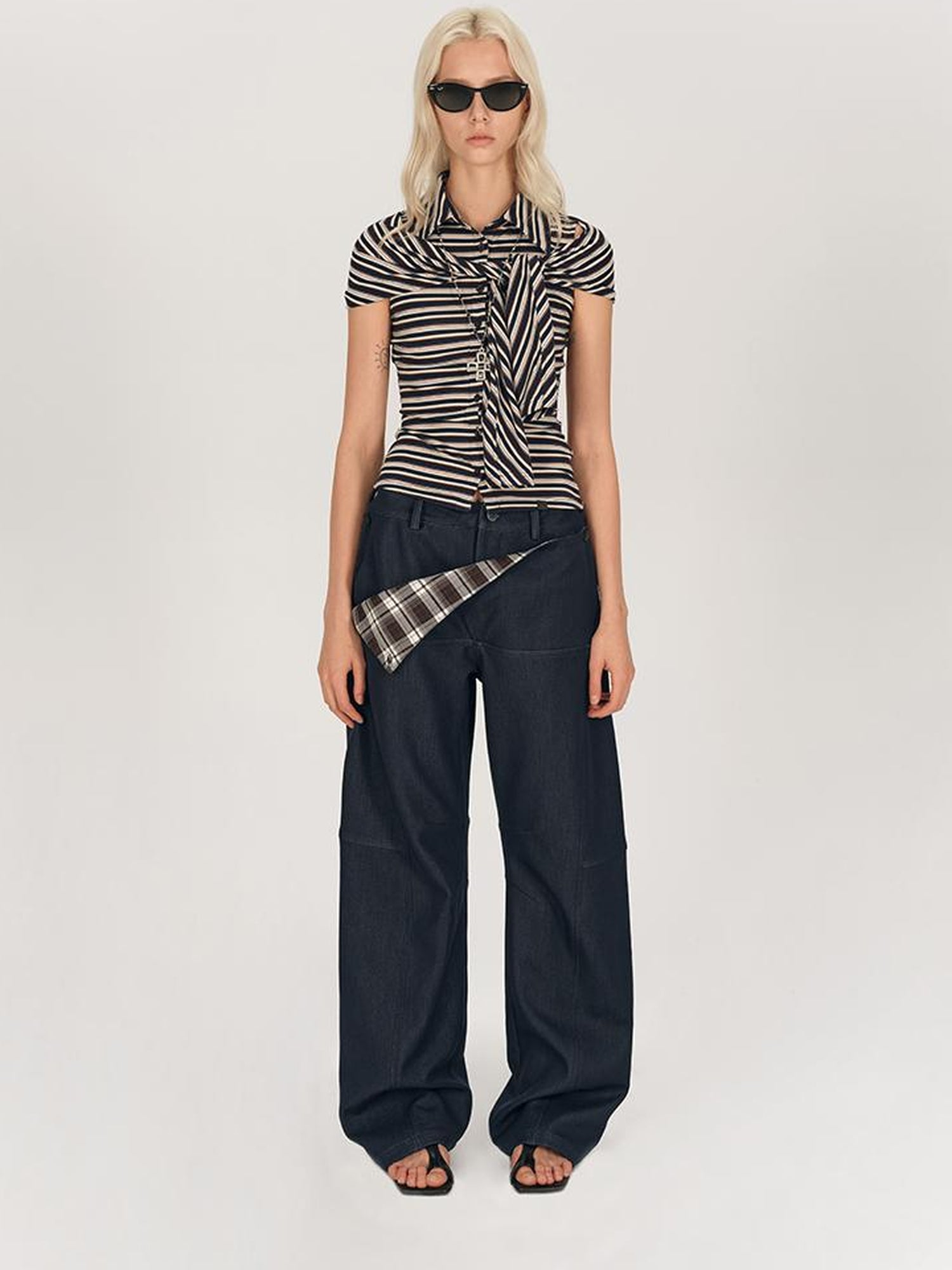 AFTADAWN Two Way Striped Lyocell Tee