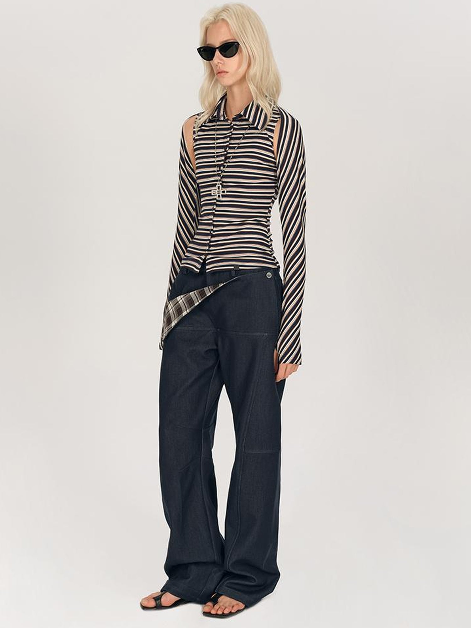 AFTADAWN Two Way Striped Lyocell Tee