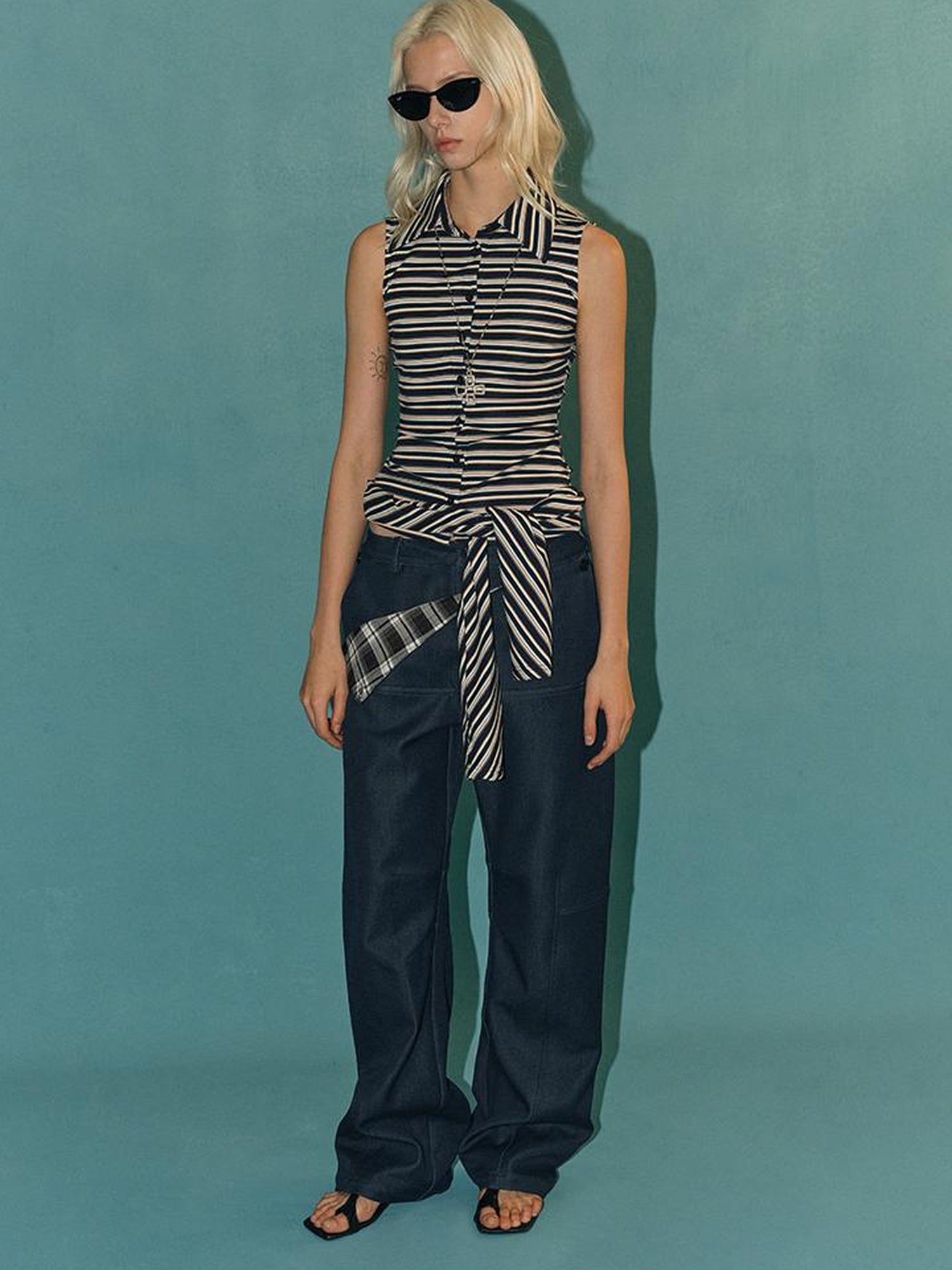 AFTADAWN Two Way Striped Lyocell Tee