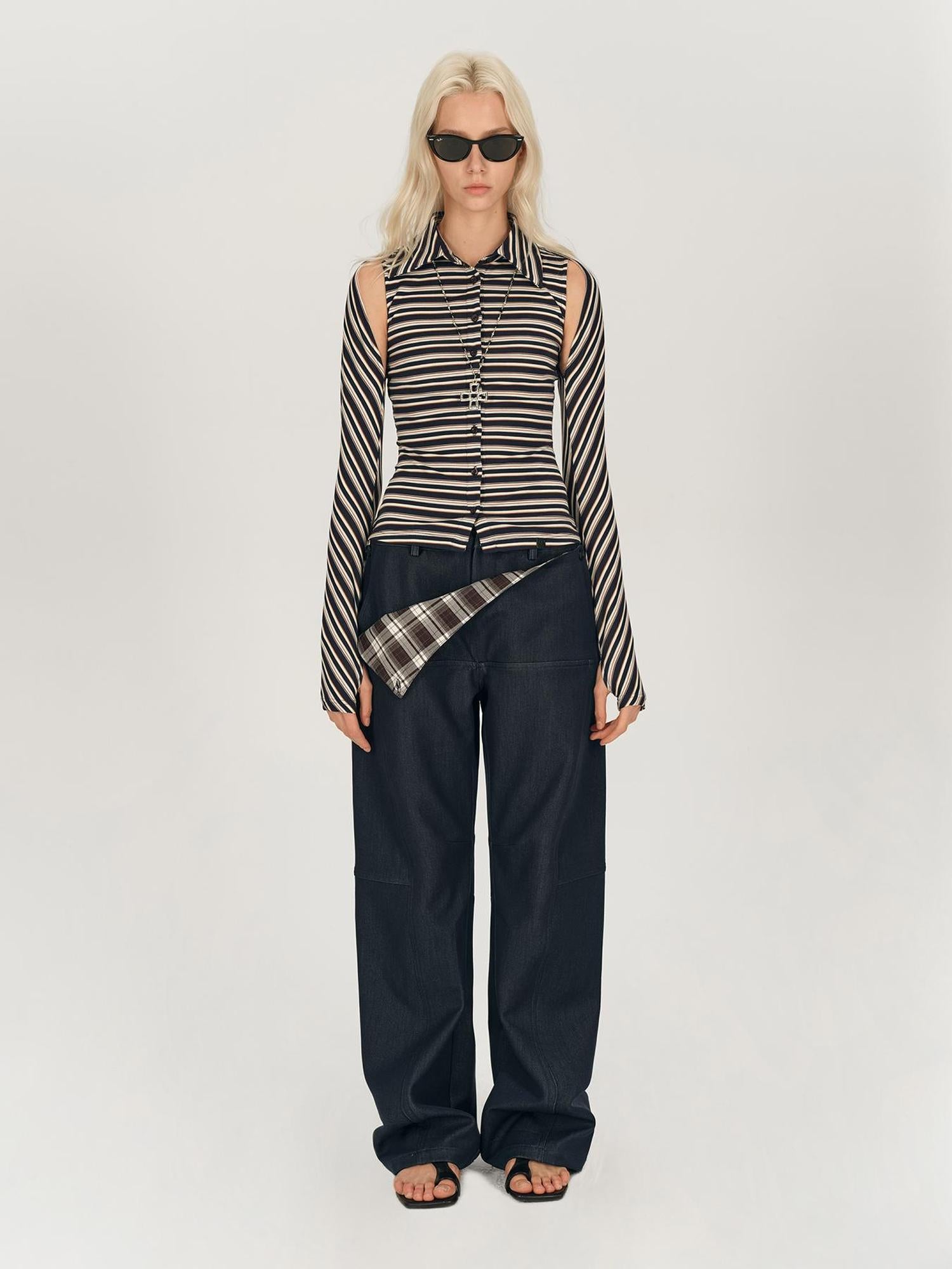 AFTADAWN Two Way Striped Lyocell Tee