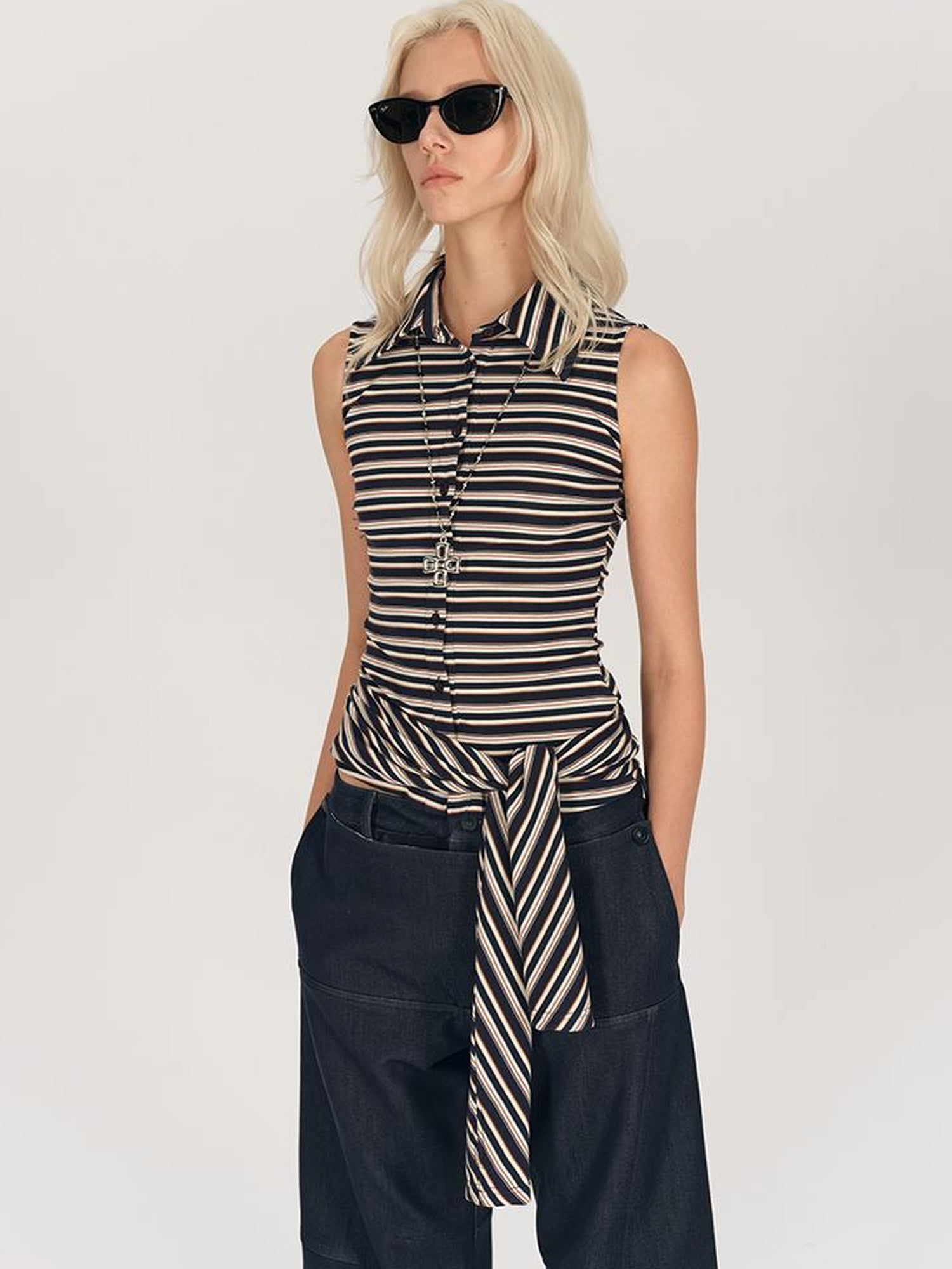 AFTADAWN Two Way Striped Lyocell Tee