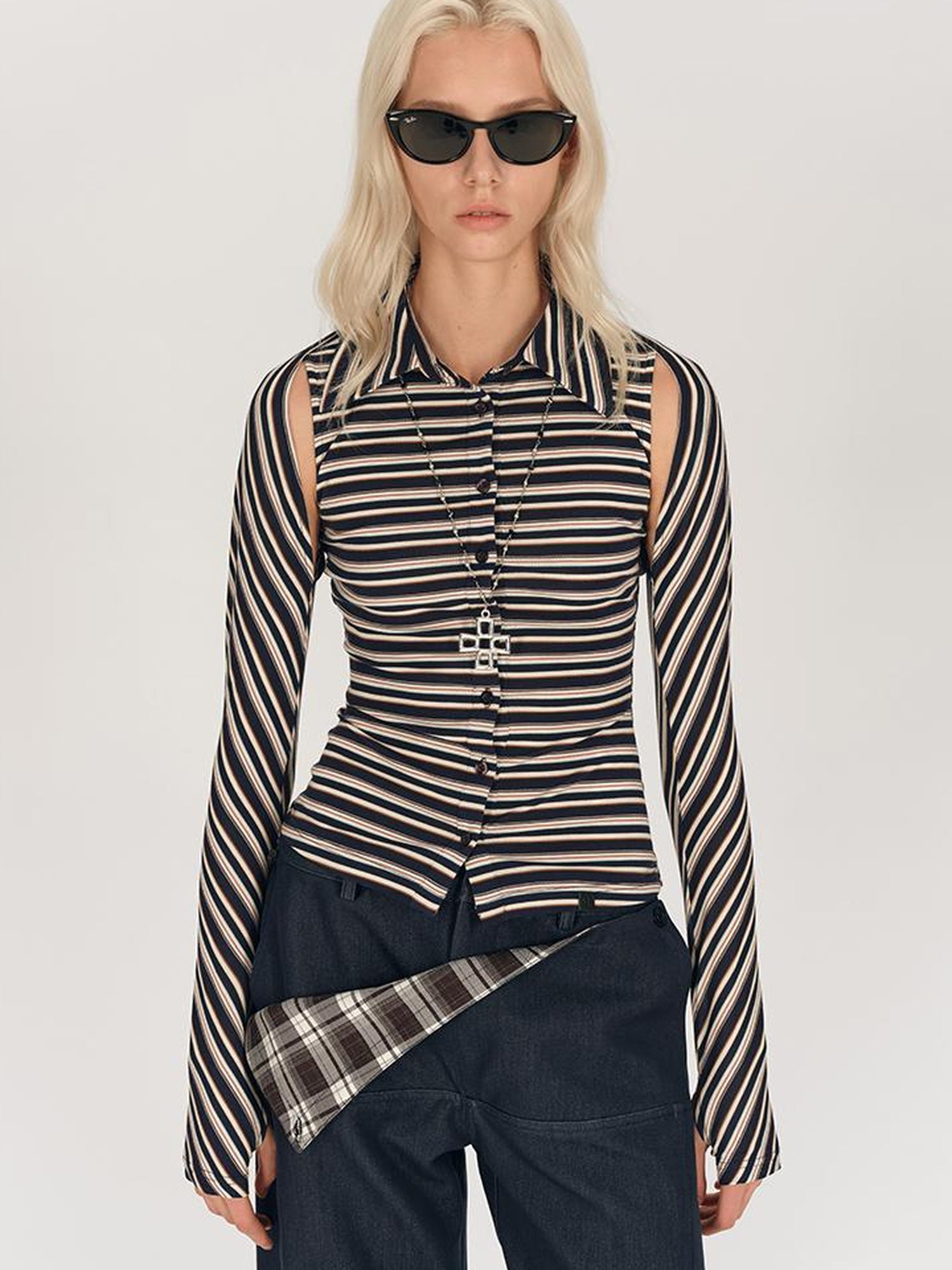 AFTADAWN Two Way Striped Lyocell Tee