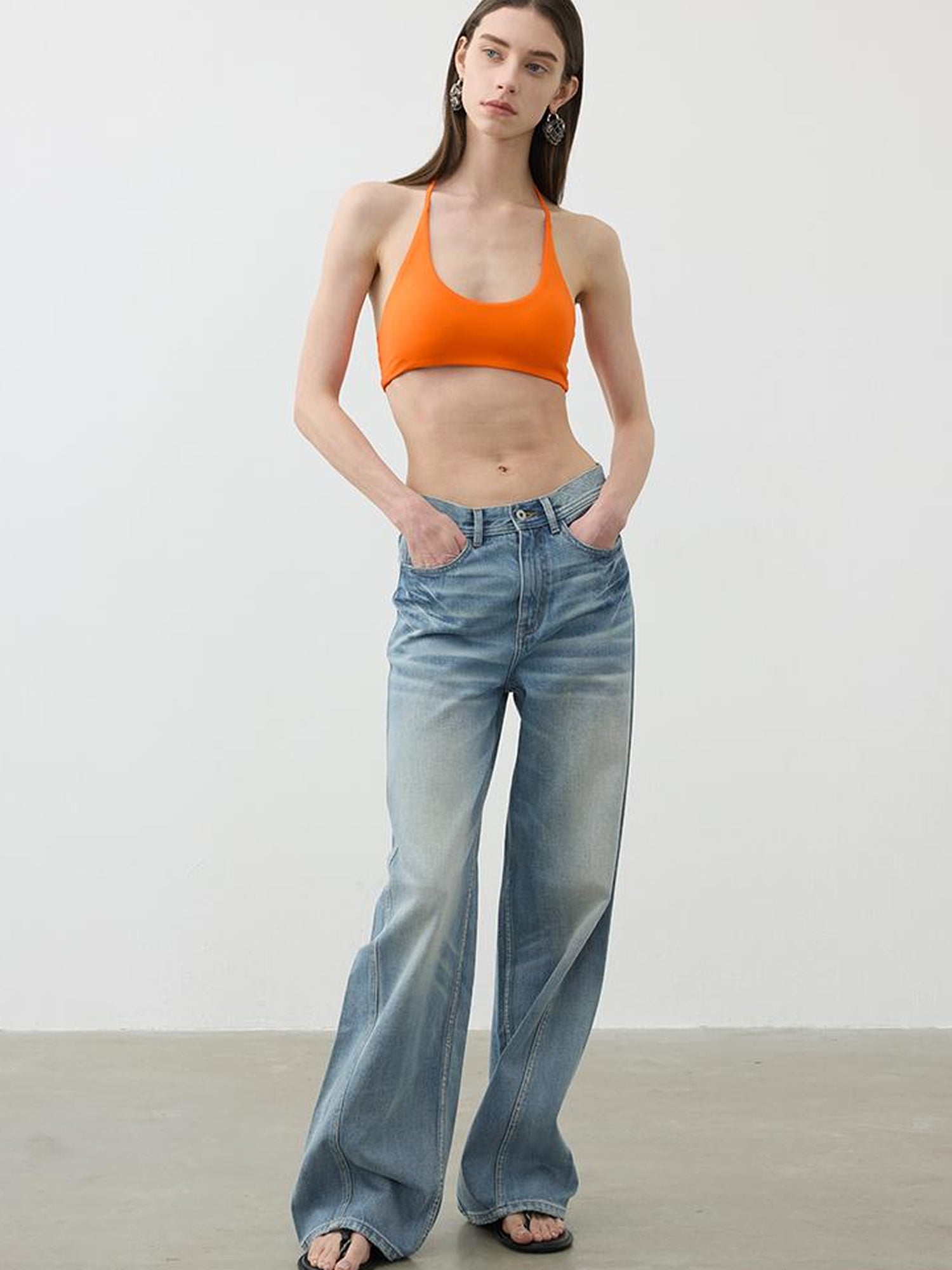 AFTADAWN U Back Tied Halter Modal Yoga Top With Built In Bra