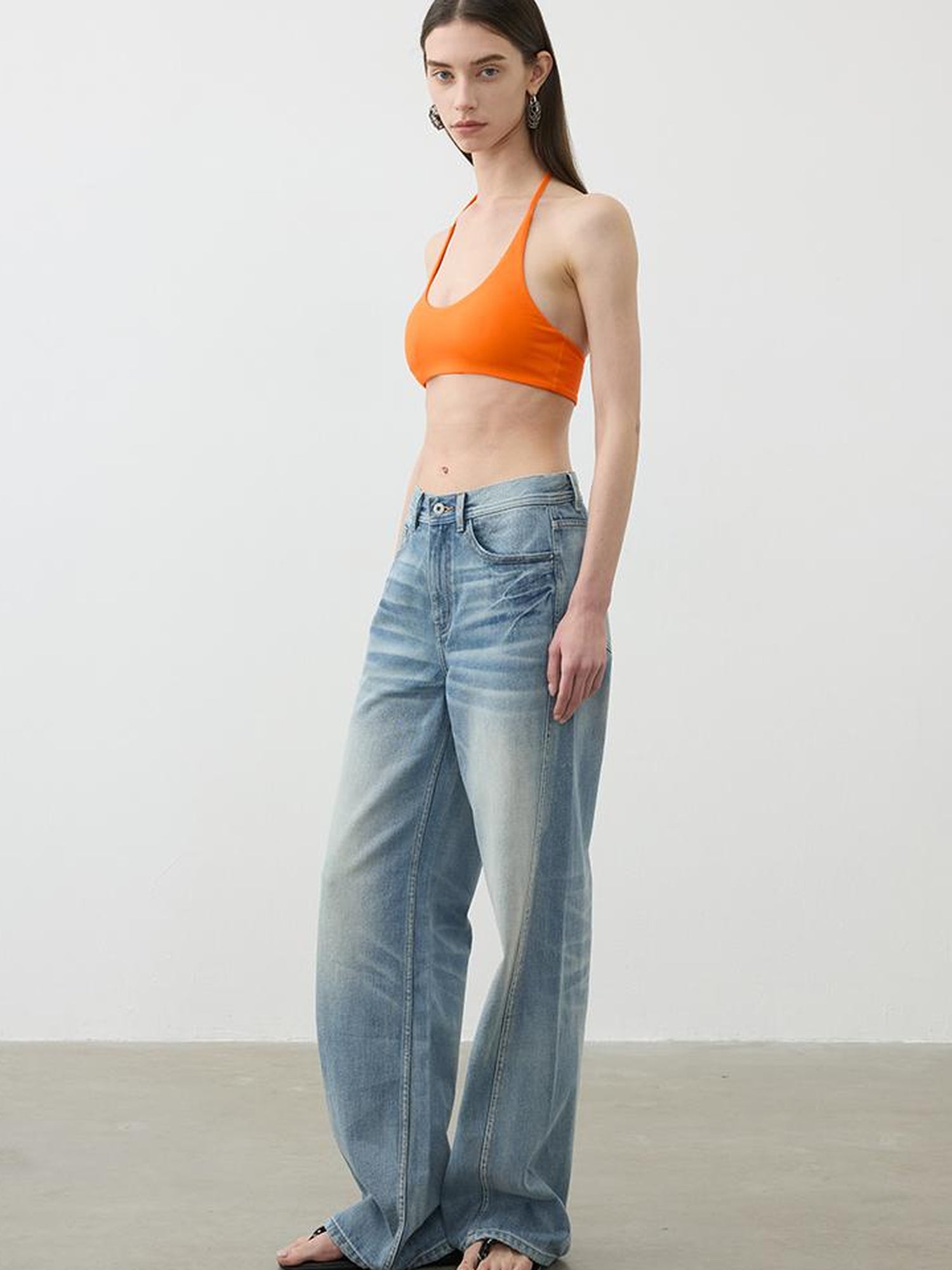 AFTADAWN U Back Tied Halter Modal Yoga Top With Built In Bra