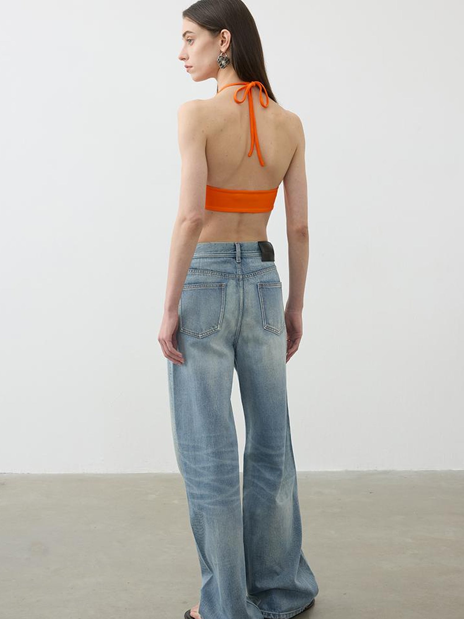 AFTADAWN U Back Tied Halter Modal Yoga Top With Built In Bra
