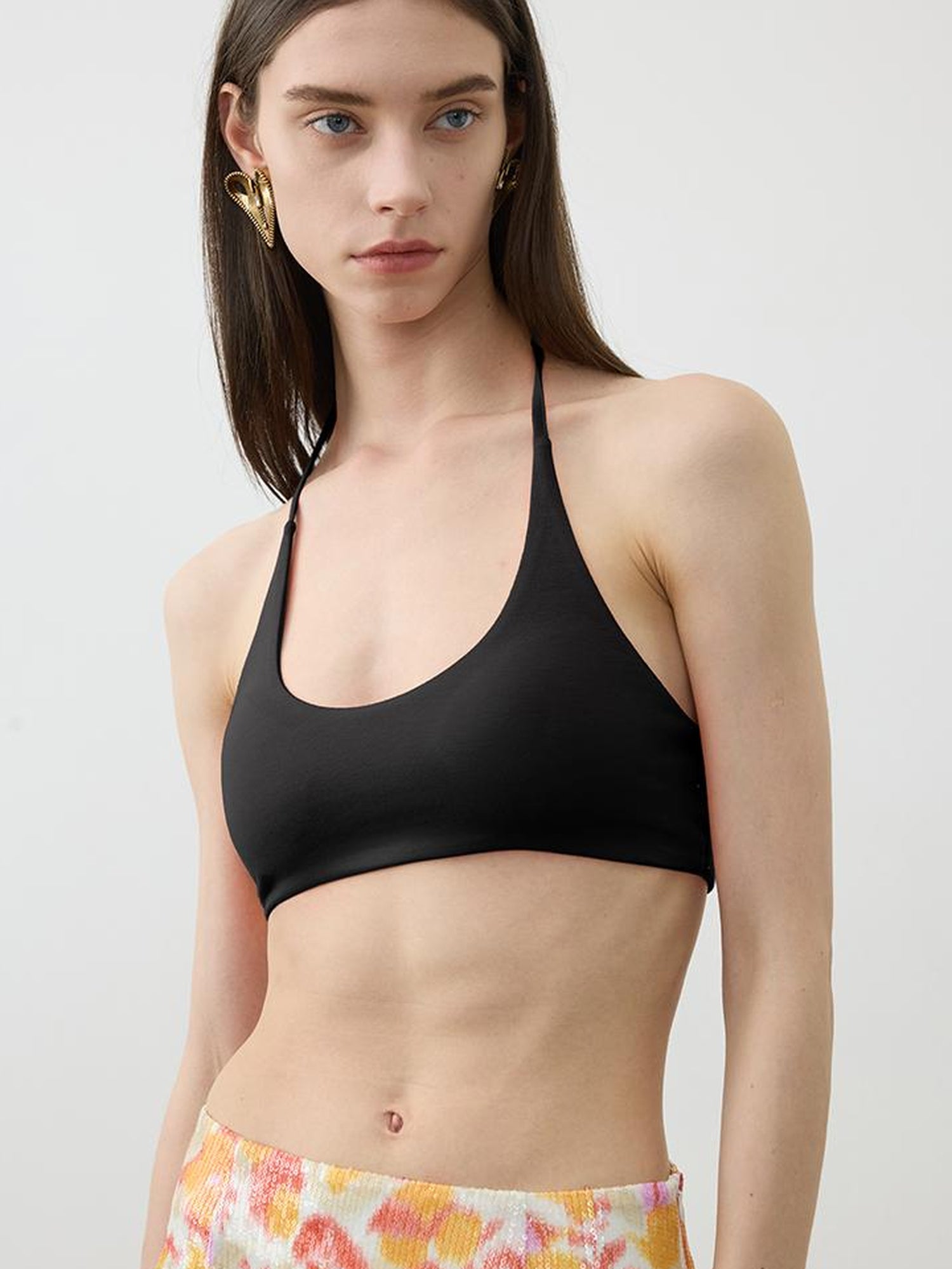 AFTADAWN U Back Tied Halter Modal Yoga Top With Built In Bra