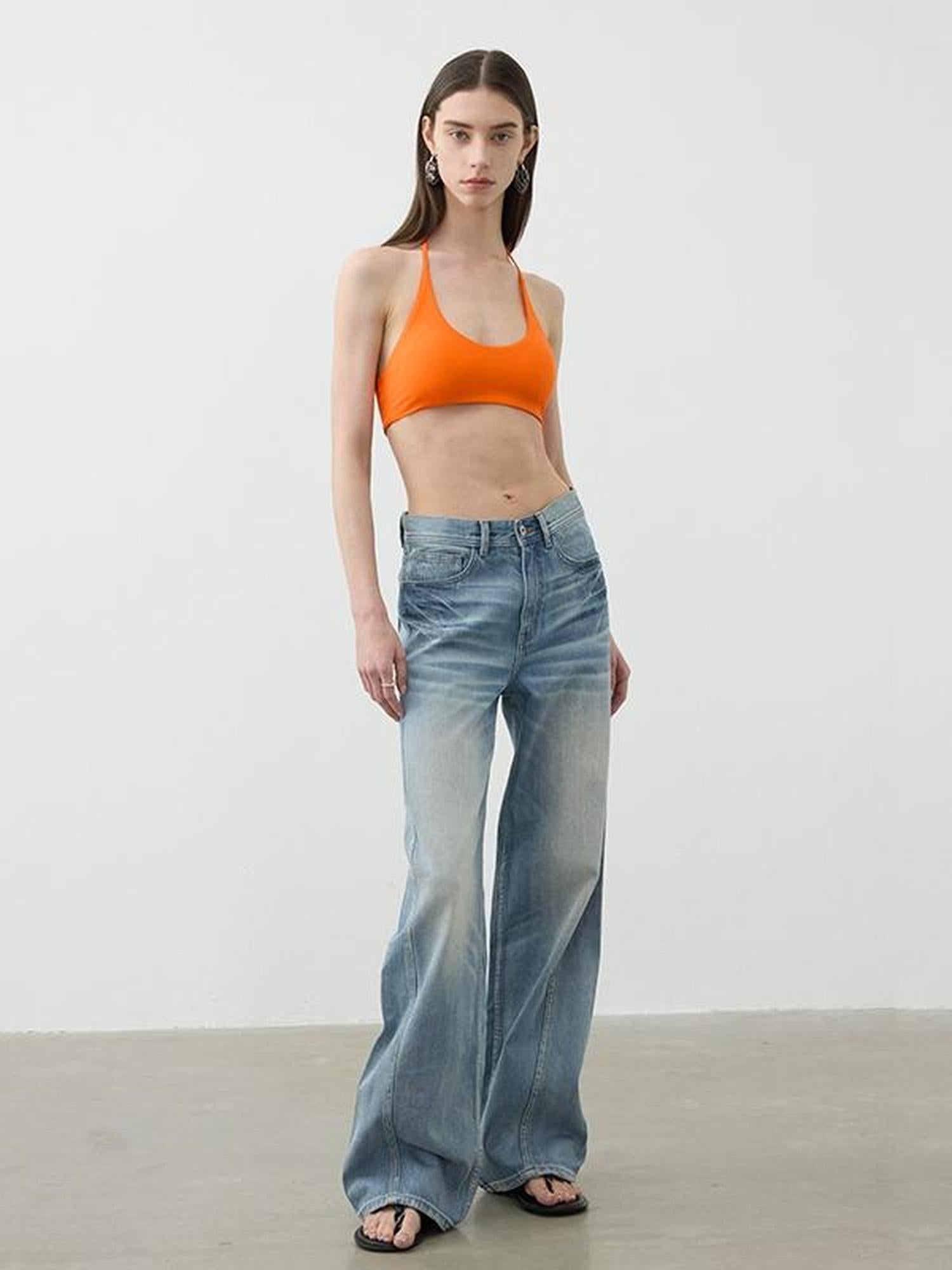 AFTADAWN U Back Tied Halter Modal Yoga Top With Built In Bra