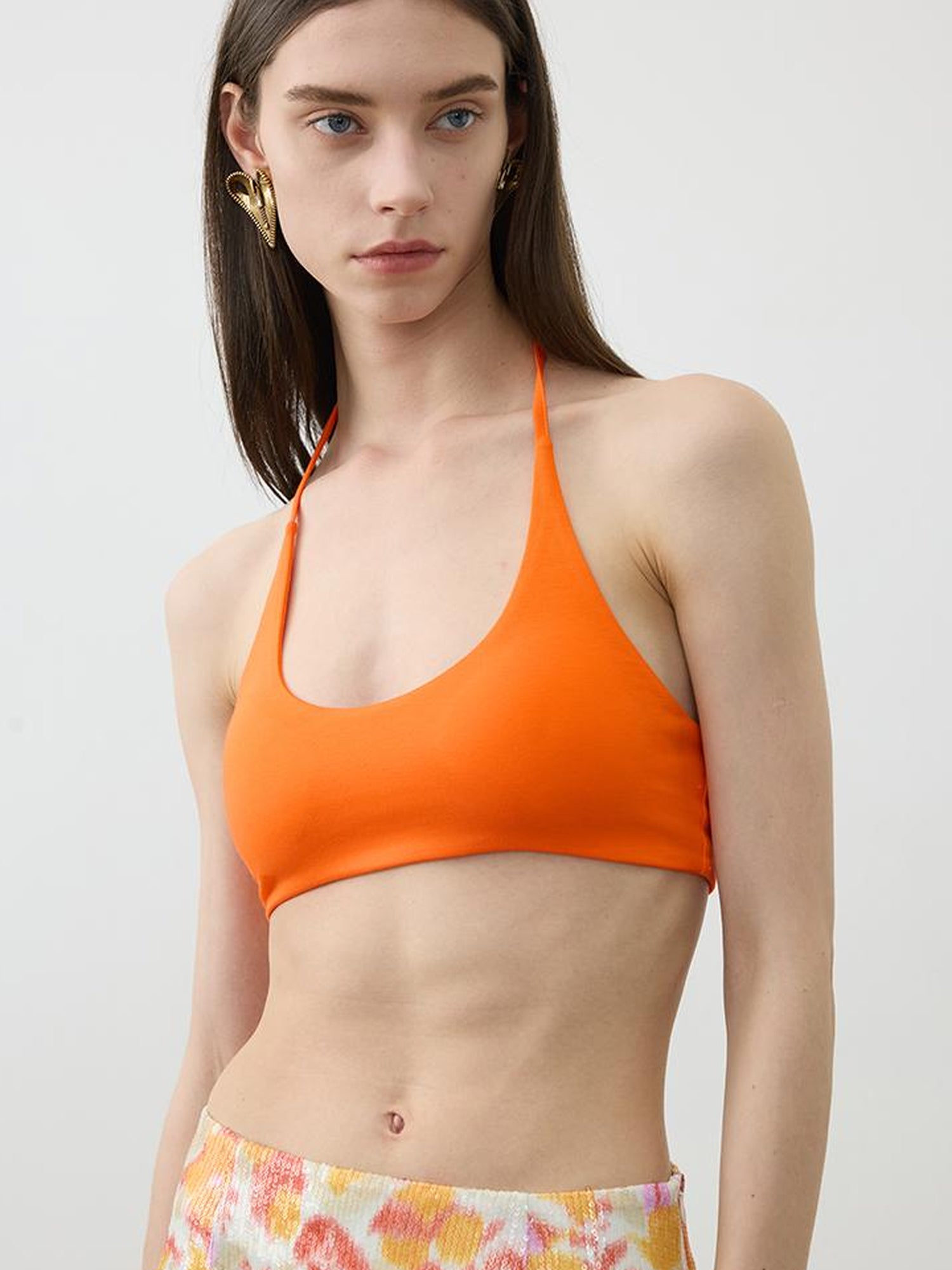 AFTADAWN U Back Tied Halter Modal Yoga Top With Built In Bra