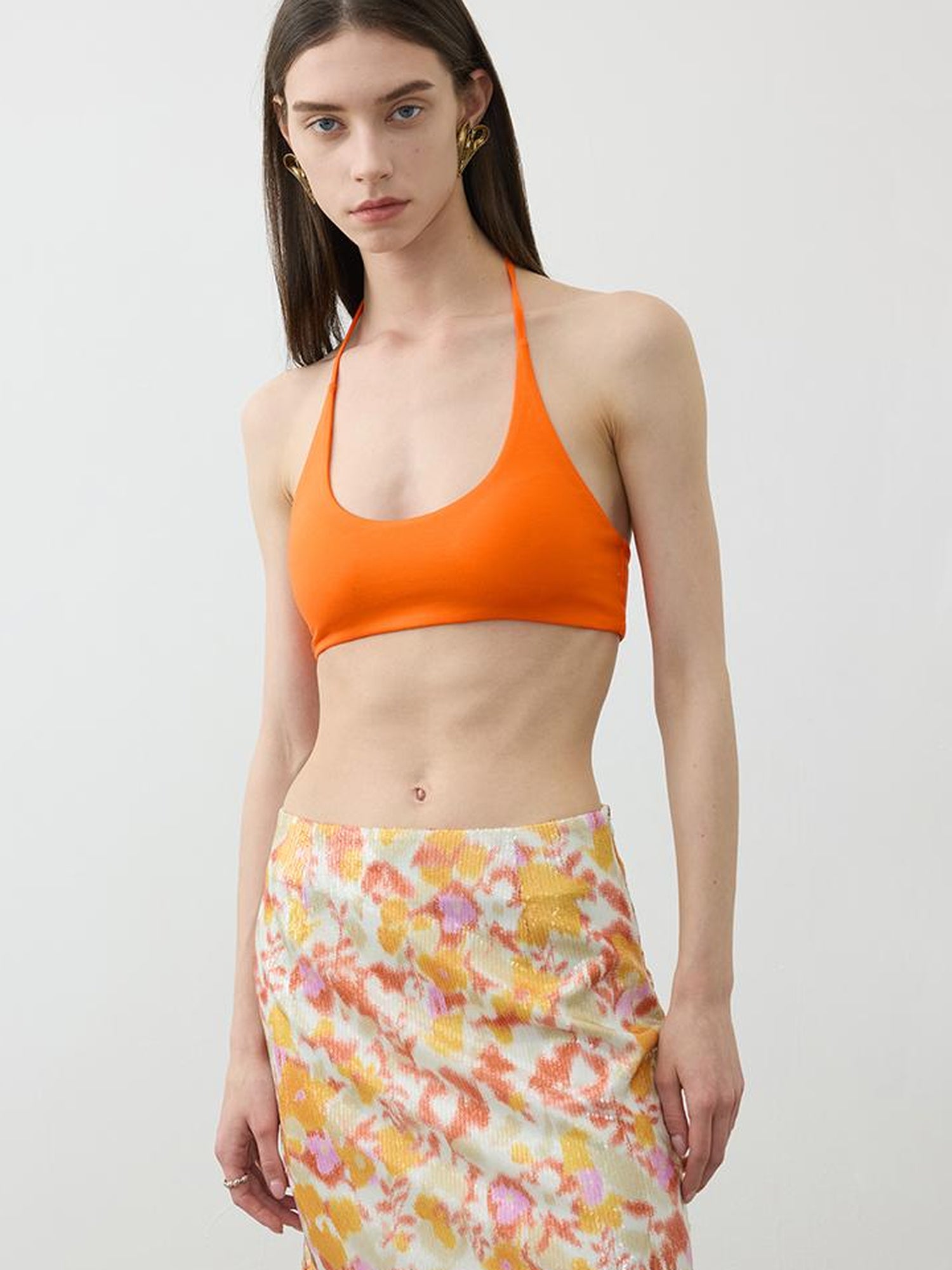 AFTADAWN U Back Tied Halter Modal Yoga Top With Built In Bra