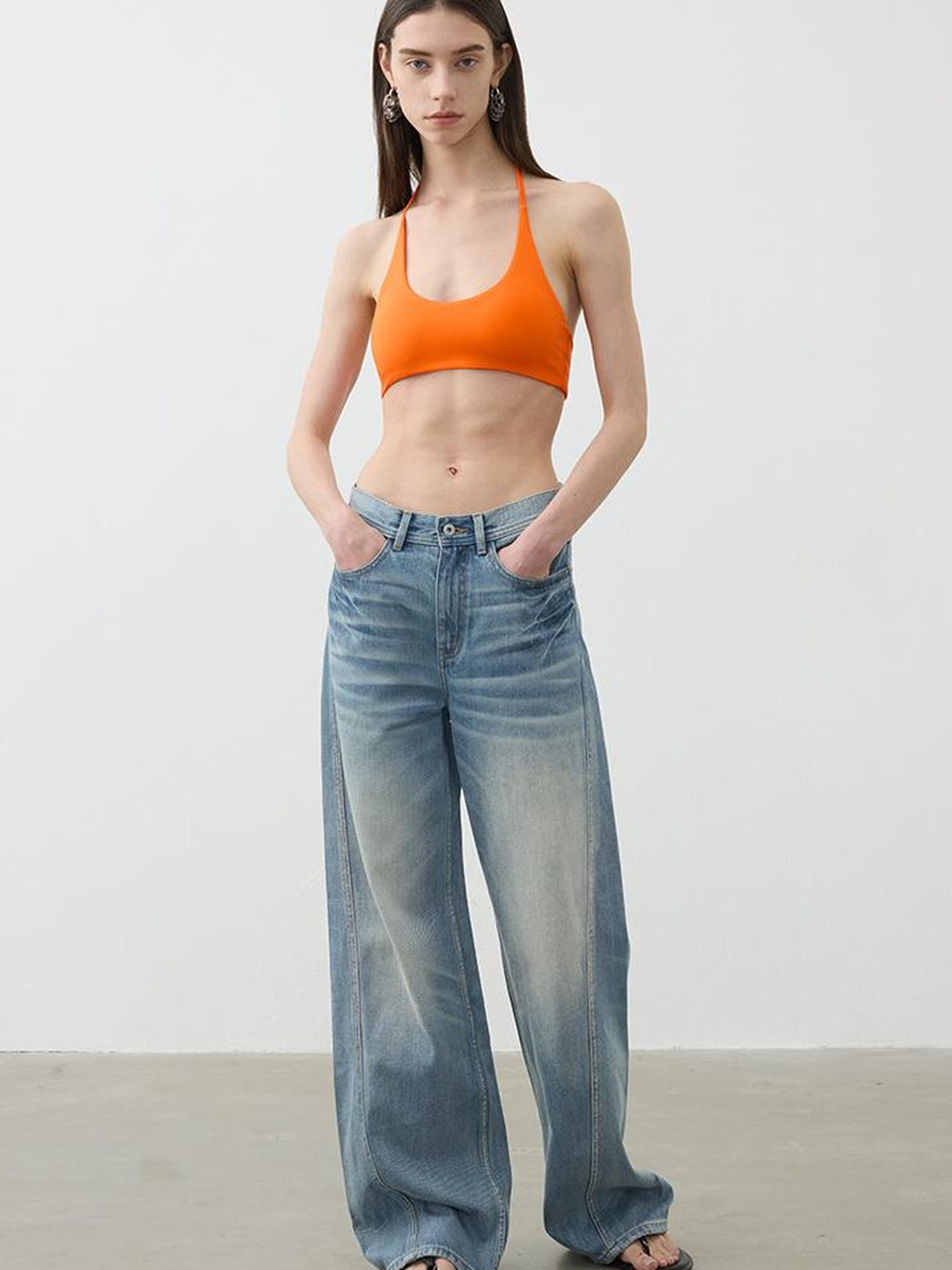 AFTADAWN U Back Tied Halter Modal Yoga Top With Built In Bra