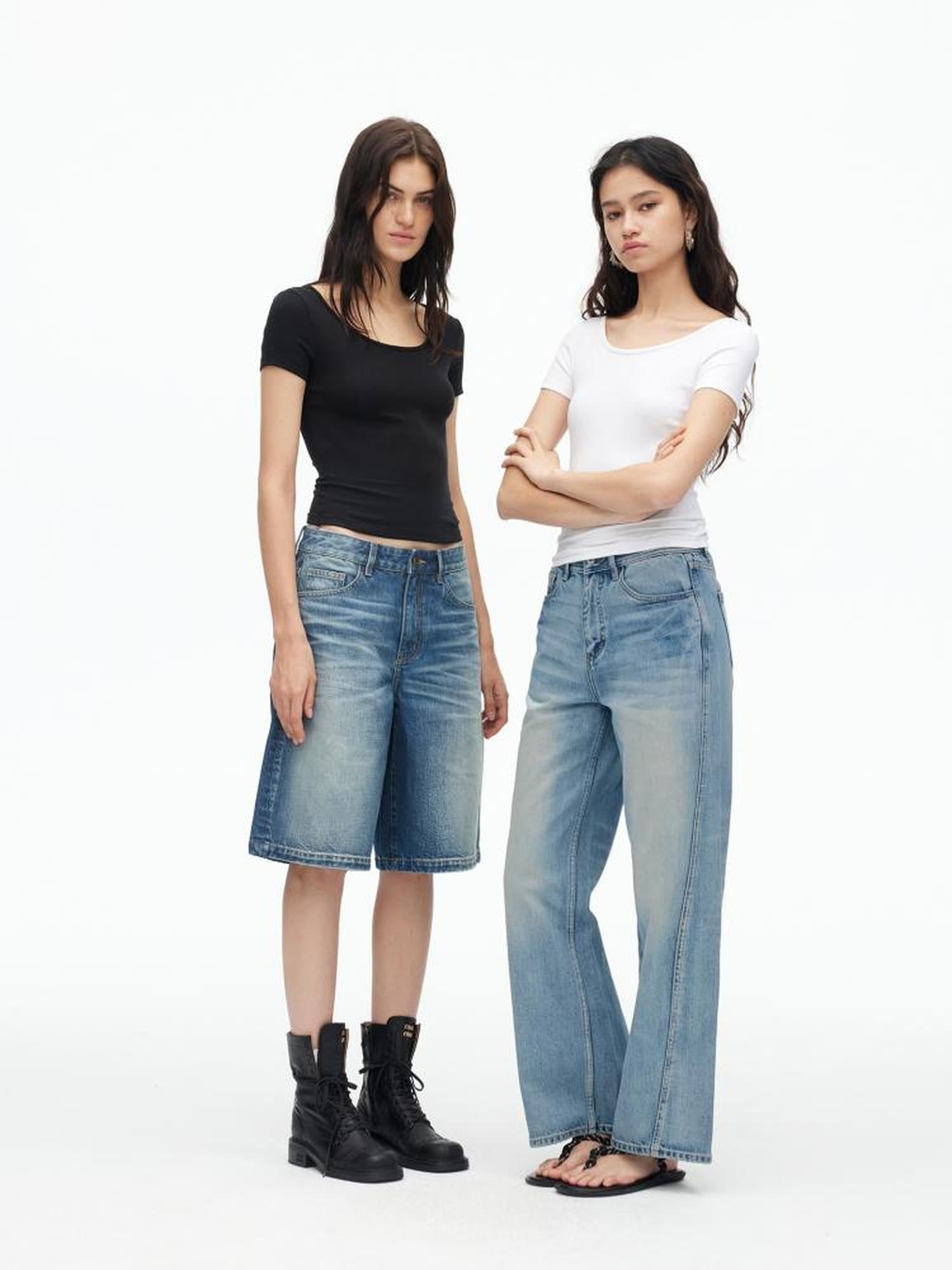 AFTADAWN U Neck Lace Up Back Short Sleeve Top