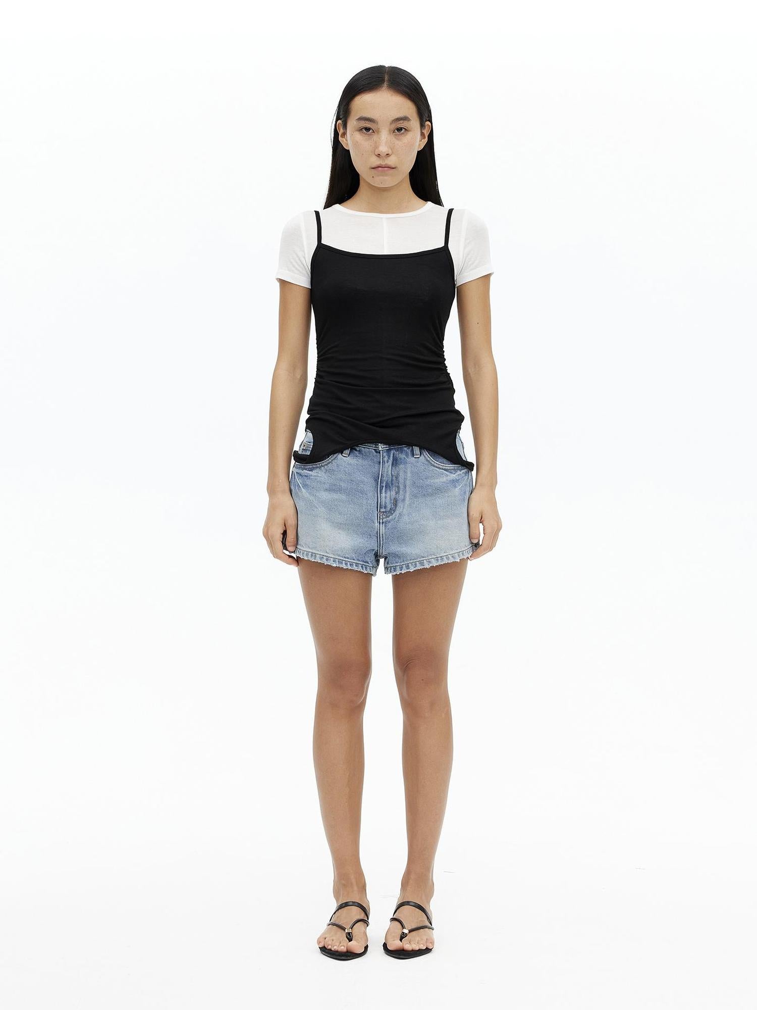 AFTADAWN U Neck Merino Wool Layering Sleeveless Top With Built In Camisole