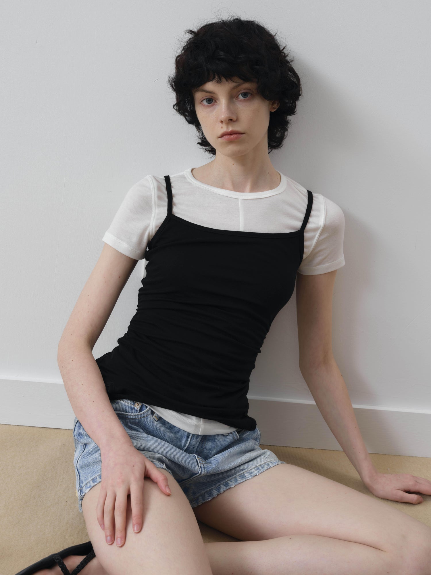 AFTADAWN U Neck Merino Wool Layering Sleeveless Top With Built In Camisole