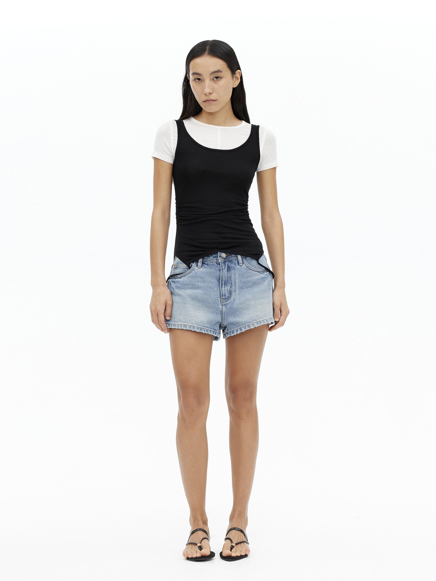 AFTADAWN U Neck Merino Wool Layering Sleeveless Top With Built In Camisole