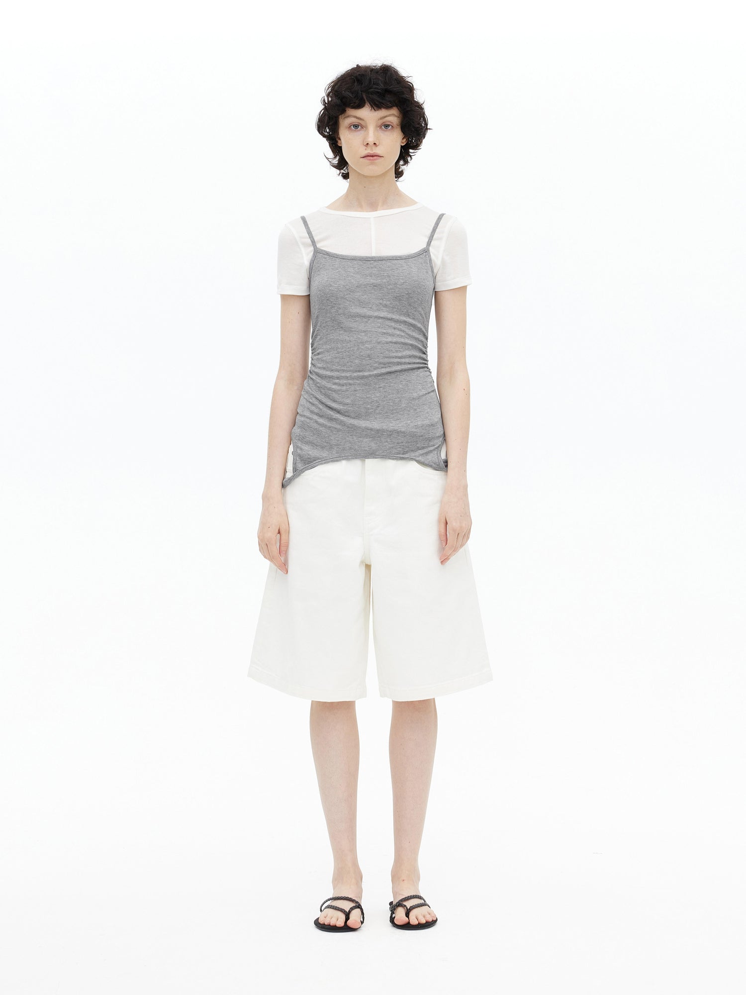 AFTADAWN U Neck Merino Wool Layering Sleeveless Top With Built In Camisole