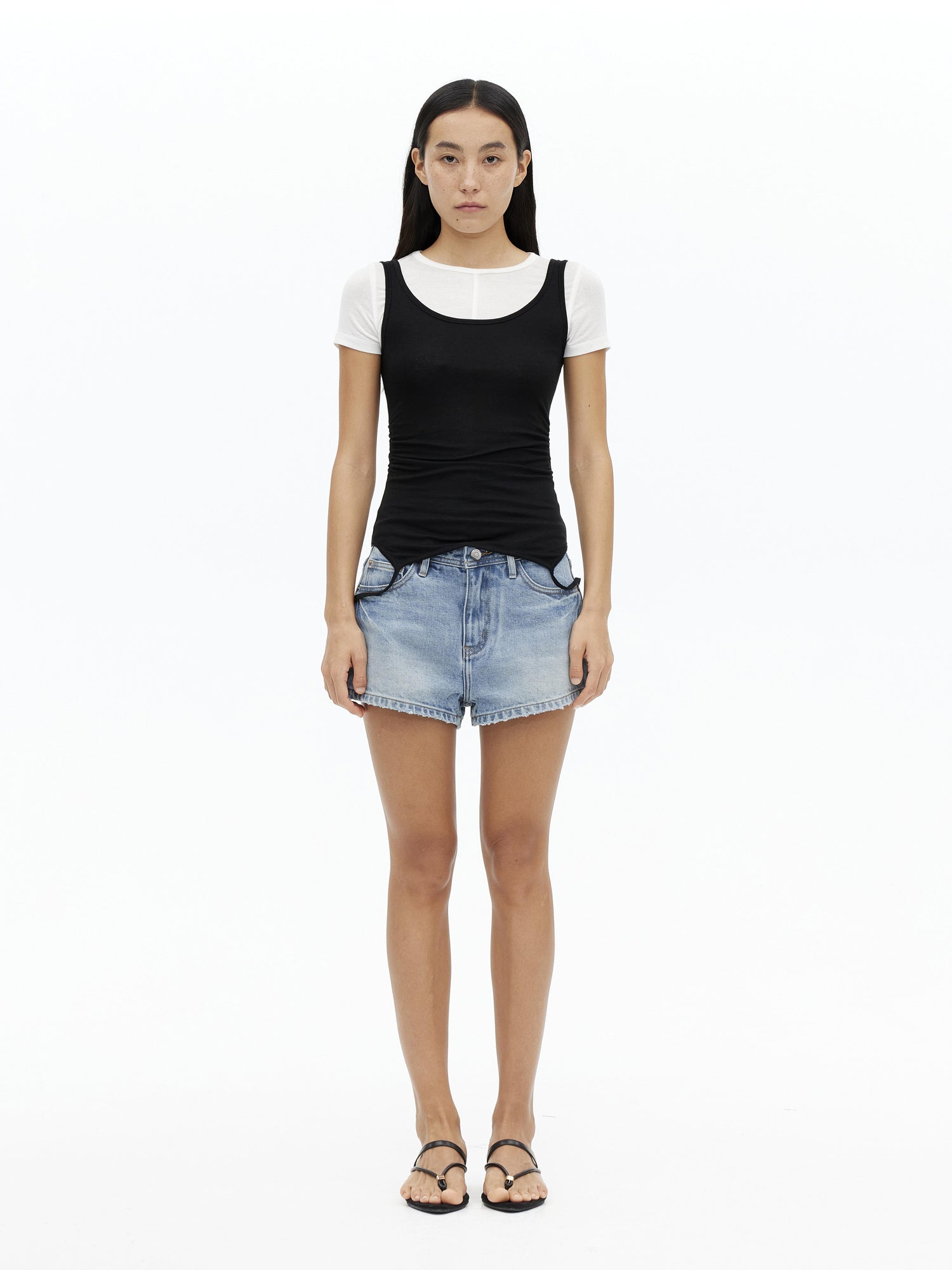 AFTADAWN U Neck Merino Wool Layering Sleeveless Top With Built In Camisole