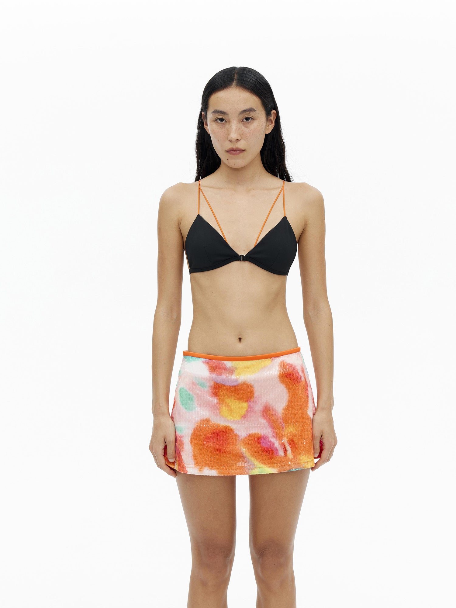 AFTADAWN V-Neck Camisole With Contrast Spaghetti Strap And Built-In Padding