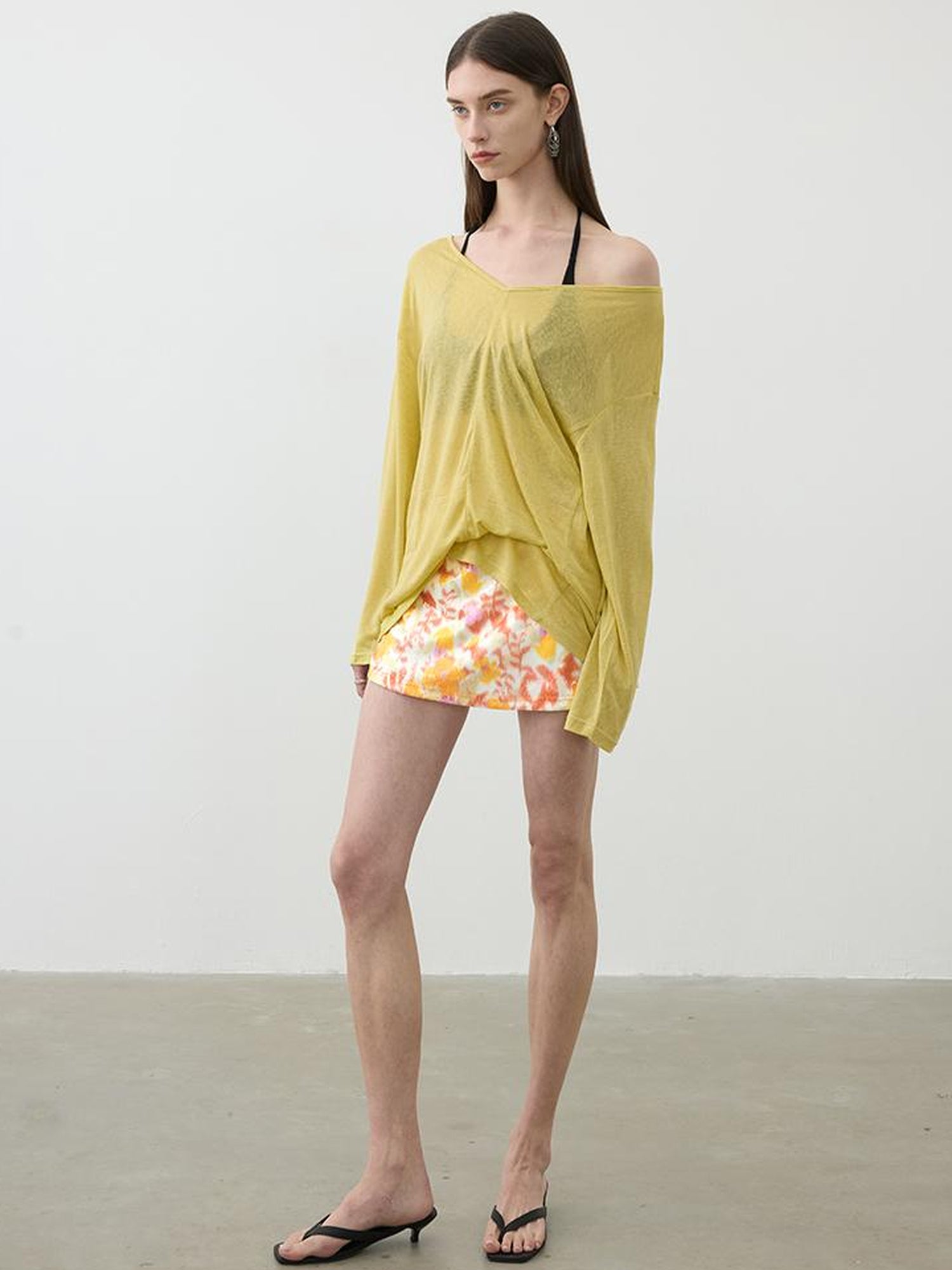 AFTADAWN V-Neck Snowflake Textured Sun Protection Tunic Top