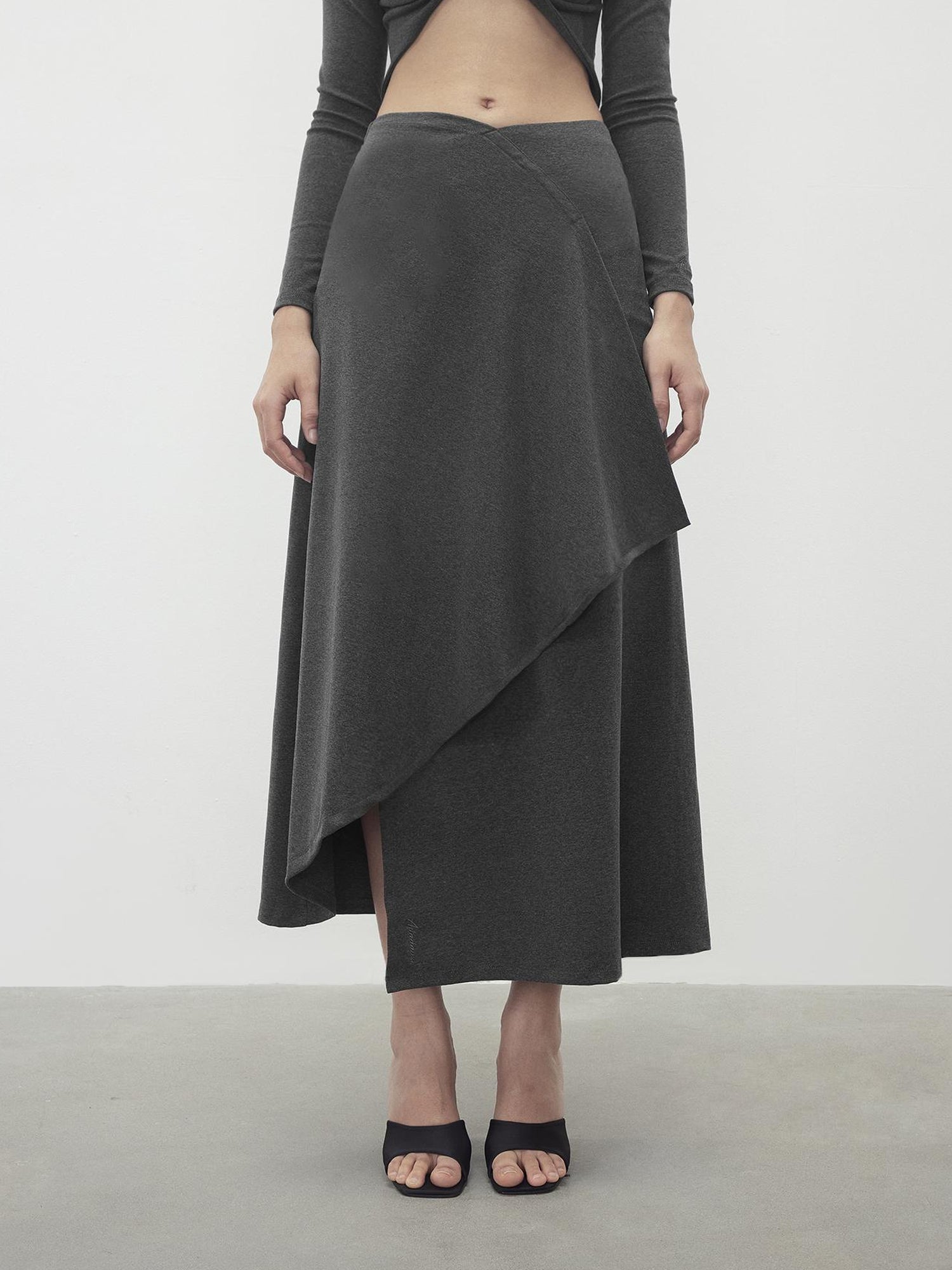 AFTADAWN V-Neck Twist Top Asymmetrical Skirt Set