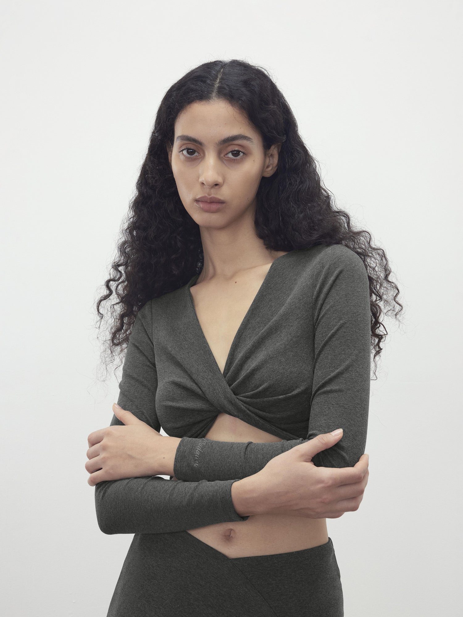 AFTADAWN V-Neck Twist Top Asymmetrical Skirt Set