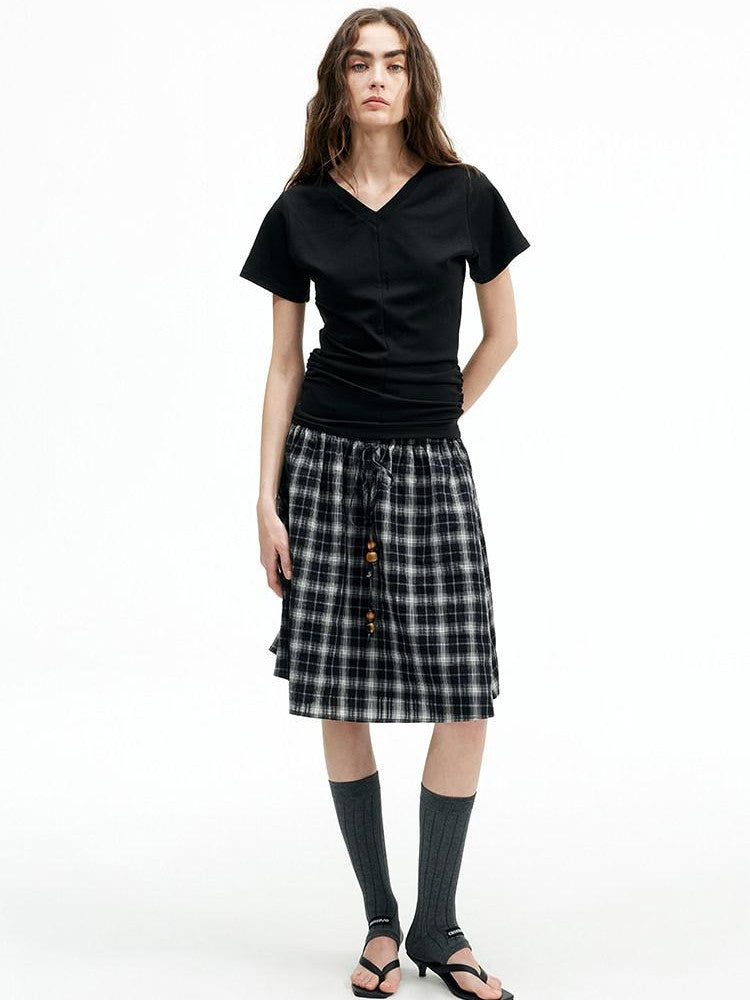 AFTADAWN V-neck Reversible Ruched Waist Tricolor Women&