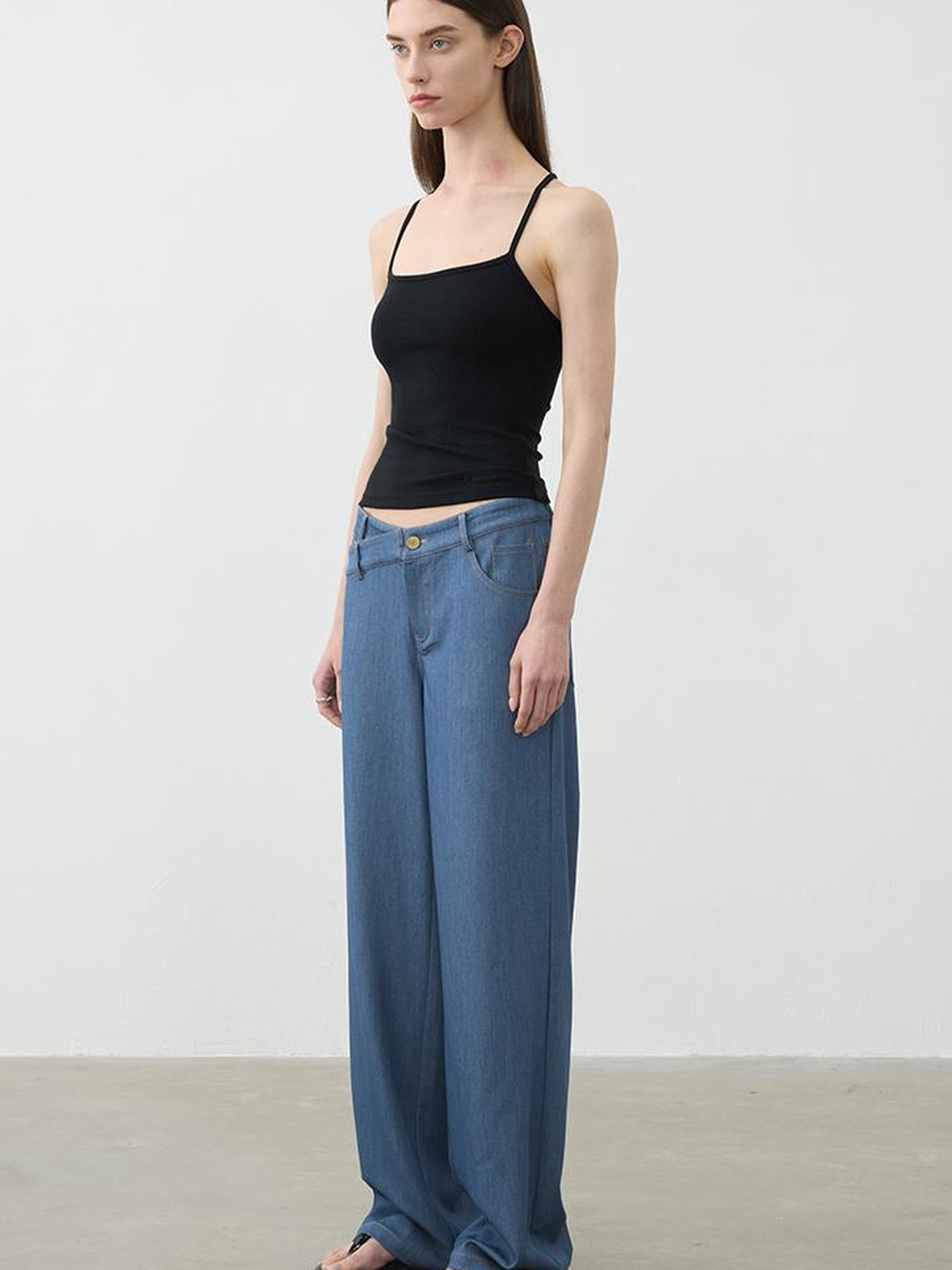 Vintage Blue Embroidered Flared Trousers