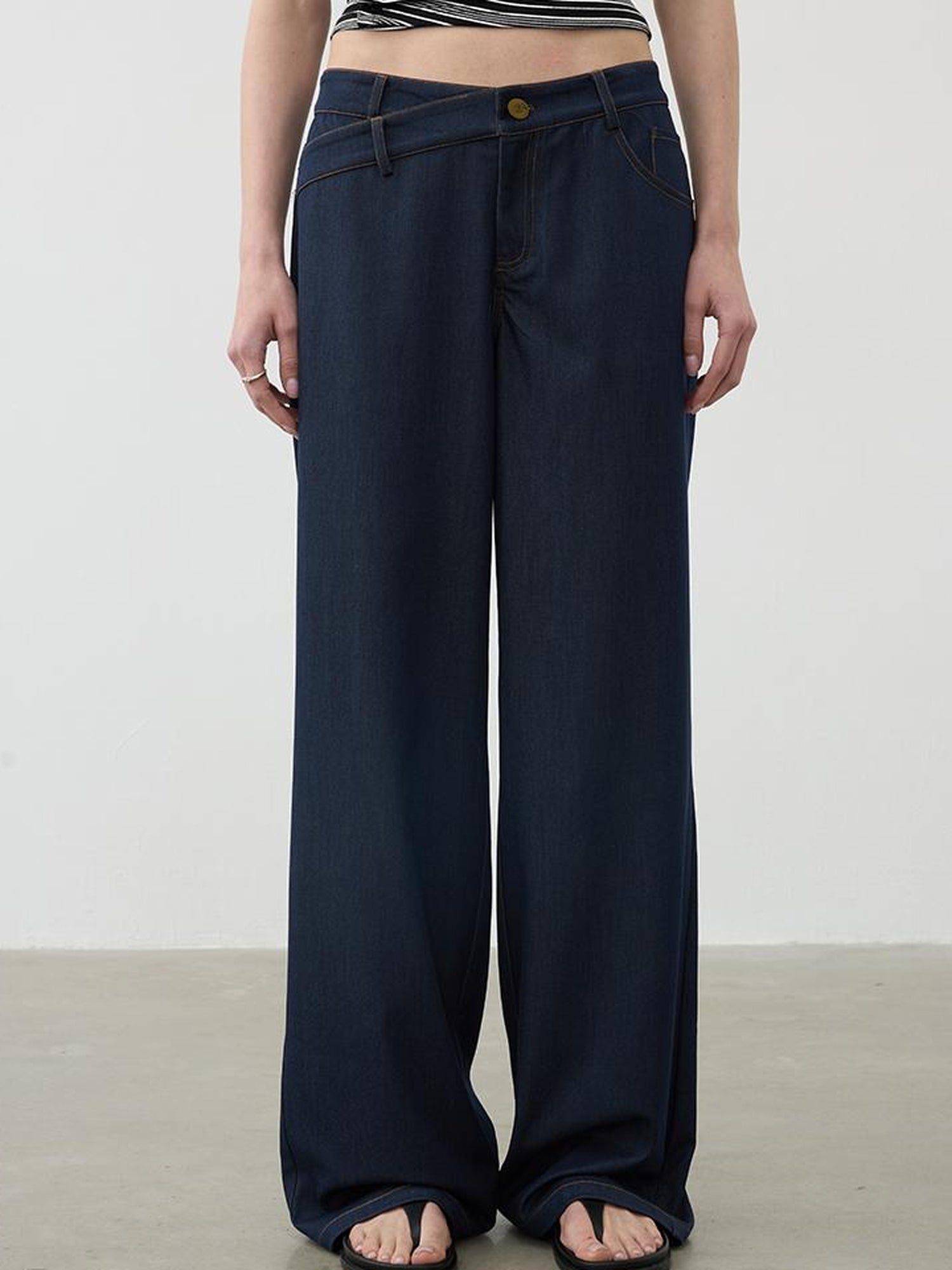 Vintage Blue Embroidered Flared Trousers