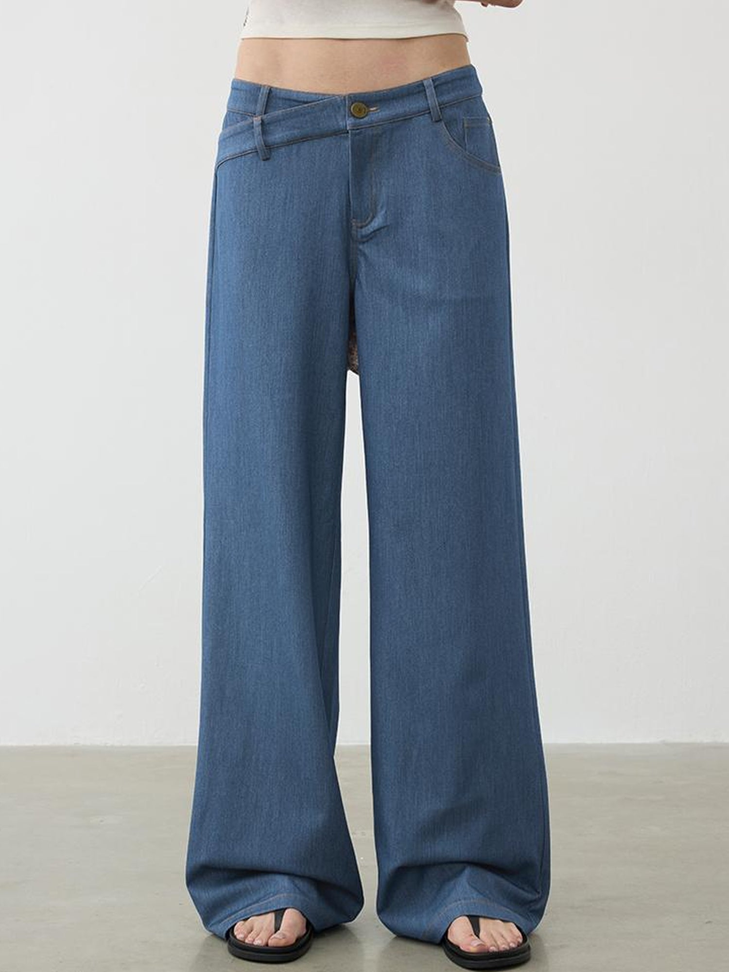 Vintage Blue Embroidered Flared Trousers