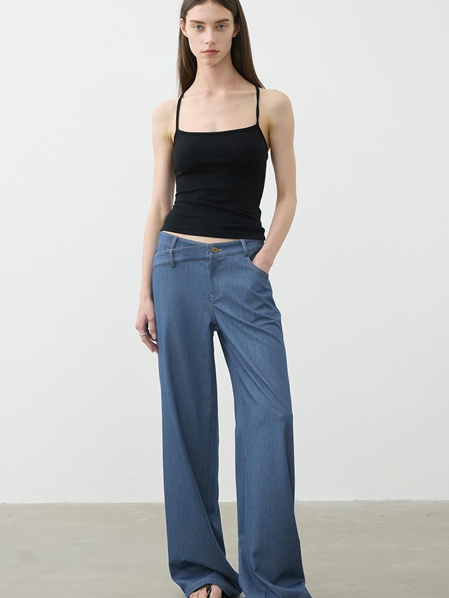 Vintage Blue Embroidered Flared Trousers