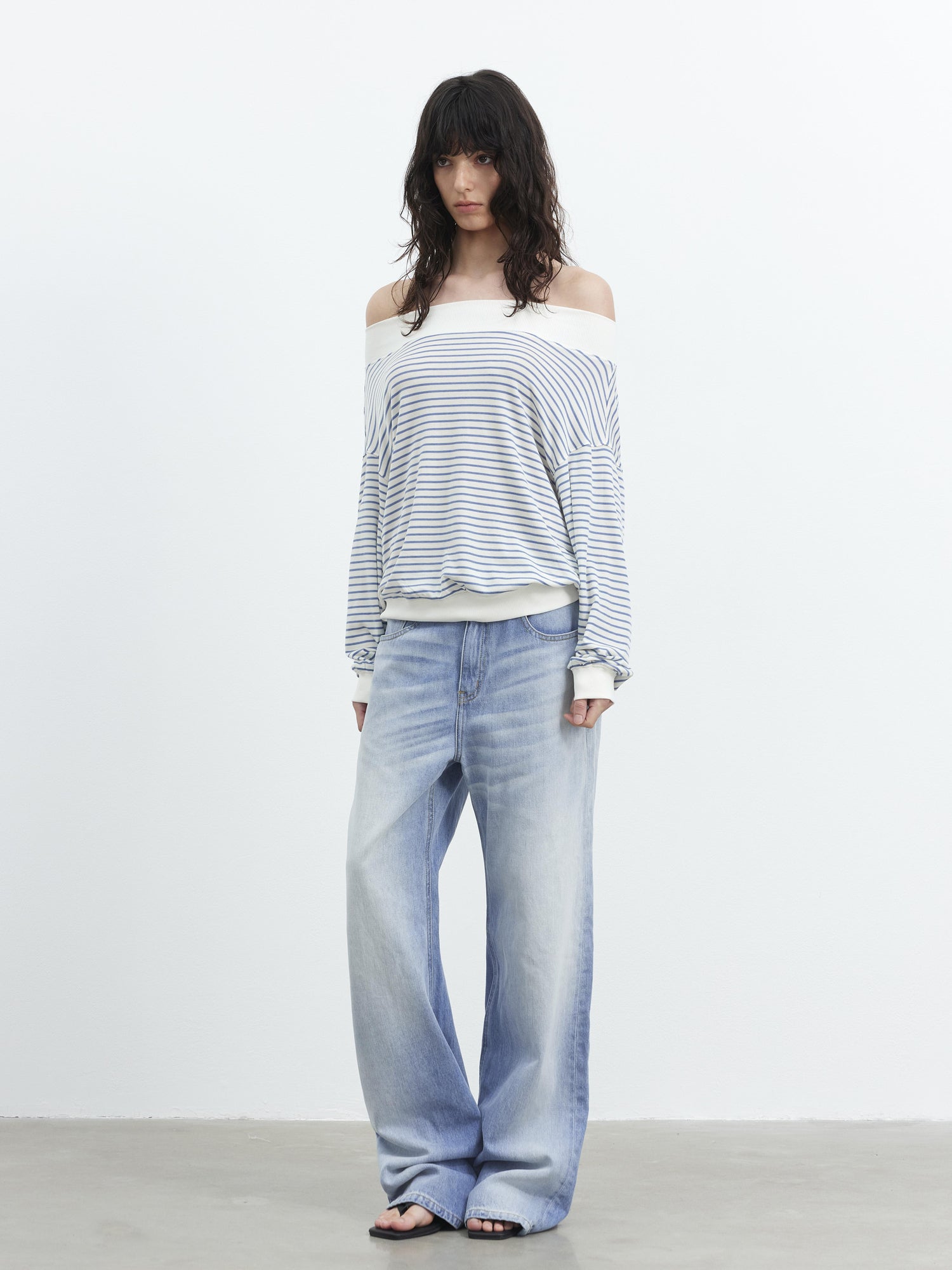 AFTADAWN Vintage Blue Washed Denim Jeans with Whiskers