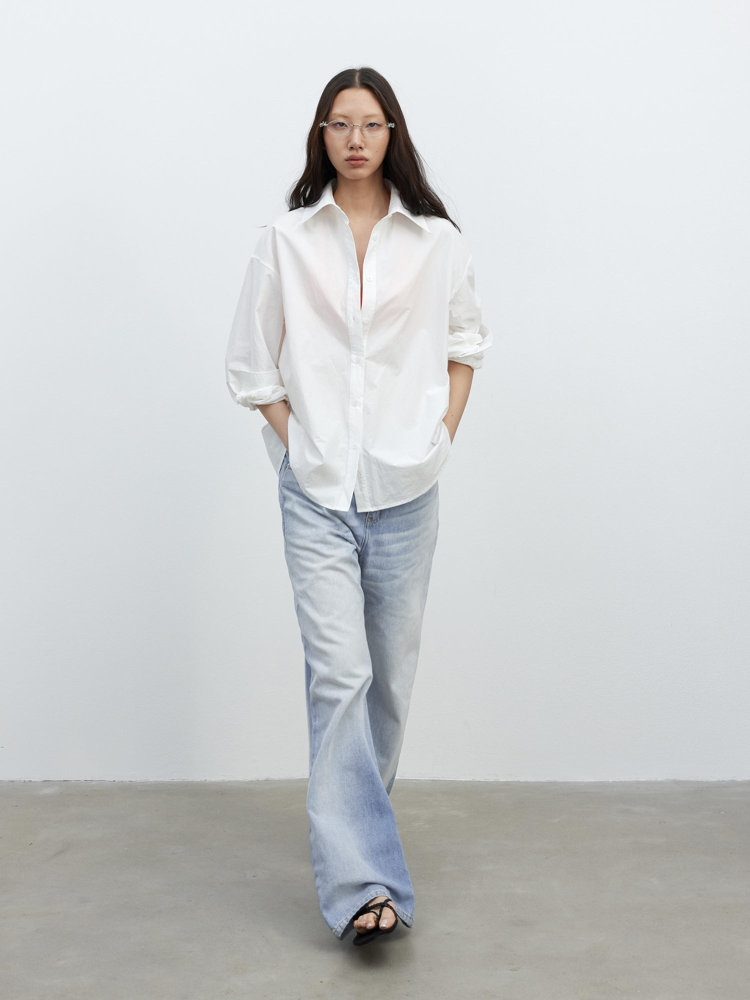 AFTADAWN Vintage Blue Washed Denim Jeans with Whiskers