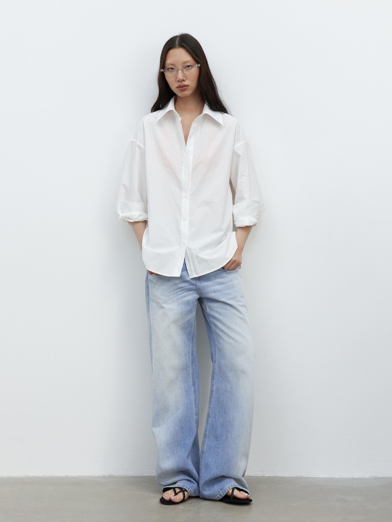 AFTADAWN Vintage Blue Washed Denim Jeans with Whiskers