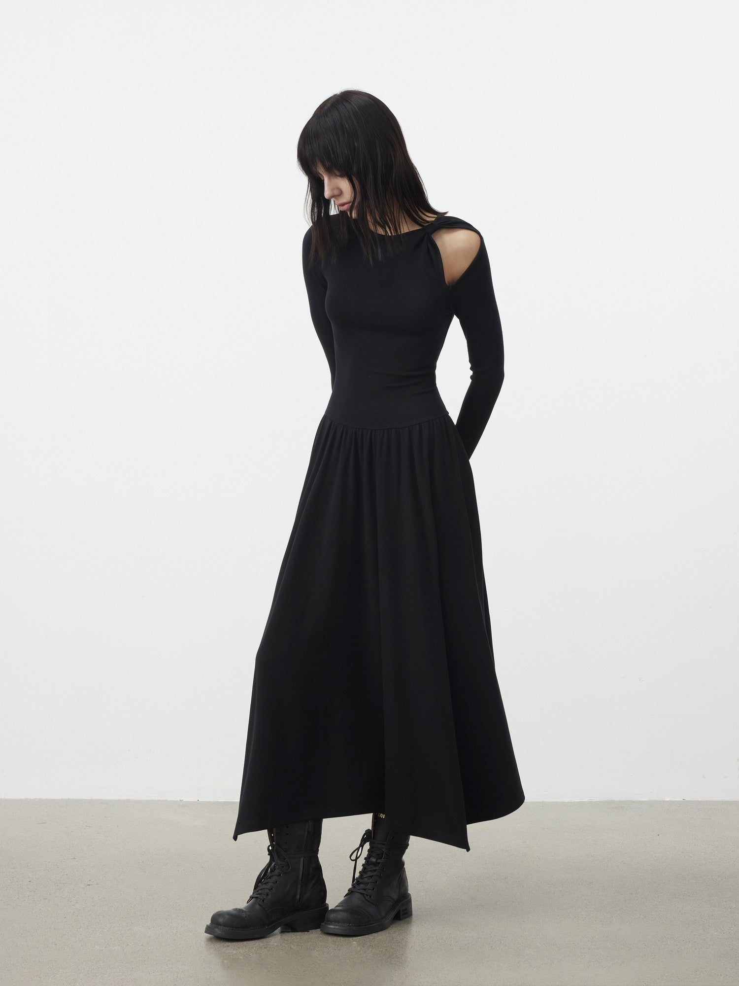 AFTADAWN Vintage Cutout Tie Waist Off Shoulder Women&