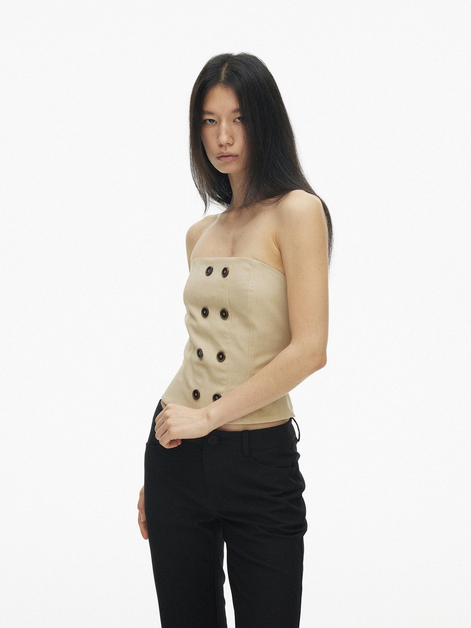 AFTADAWN Vintage Double Row Button Fitted Short Women&