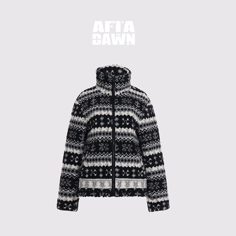 AFTADAWN_Vintage_Fair_Isle_Jacquard_Texture_Stand_Collar_Women&