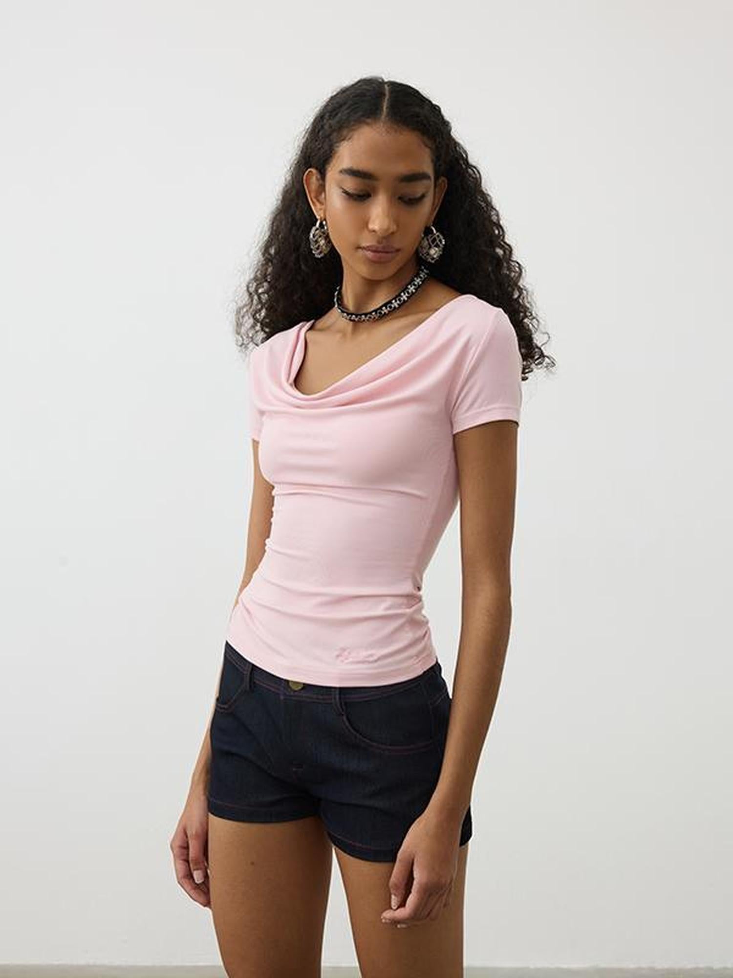 AFTADAWN Vintage Indigo Low Rise Denim Shorts With Red Stitching