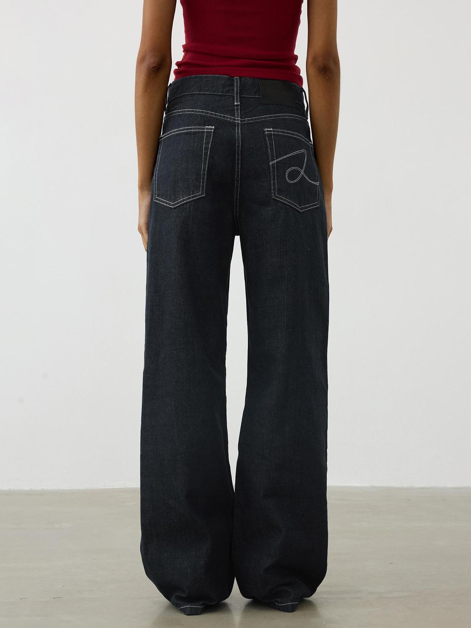 AFTADAWN Vintage Indigo Selvedge Denim Jeans Straight Leg
