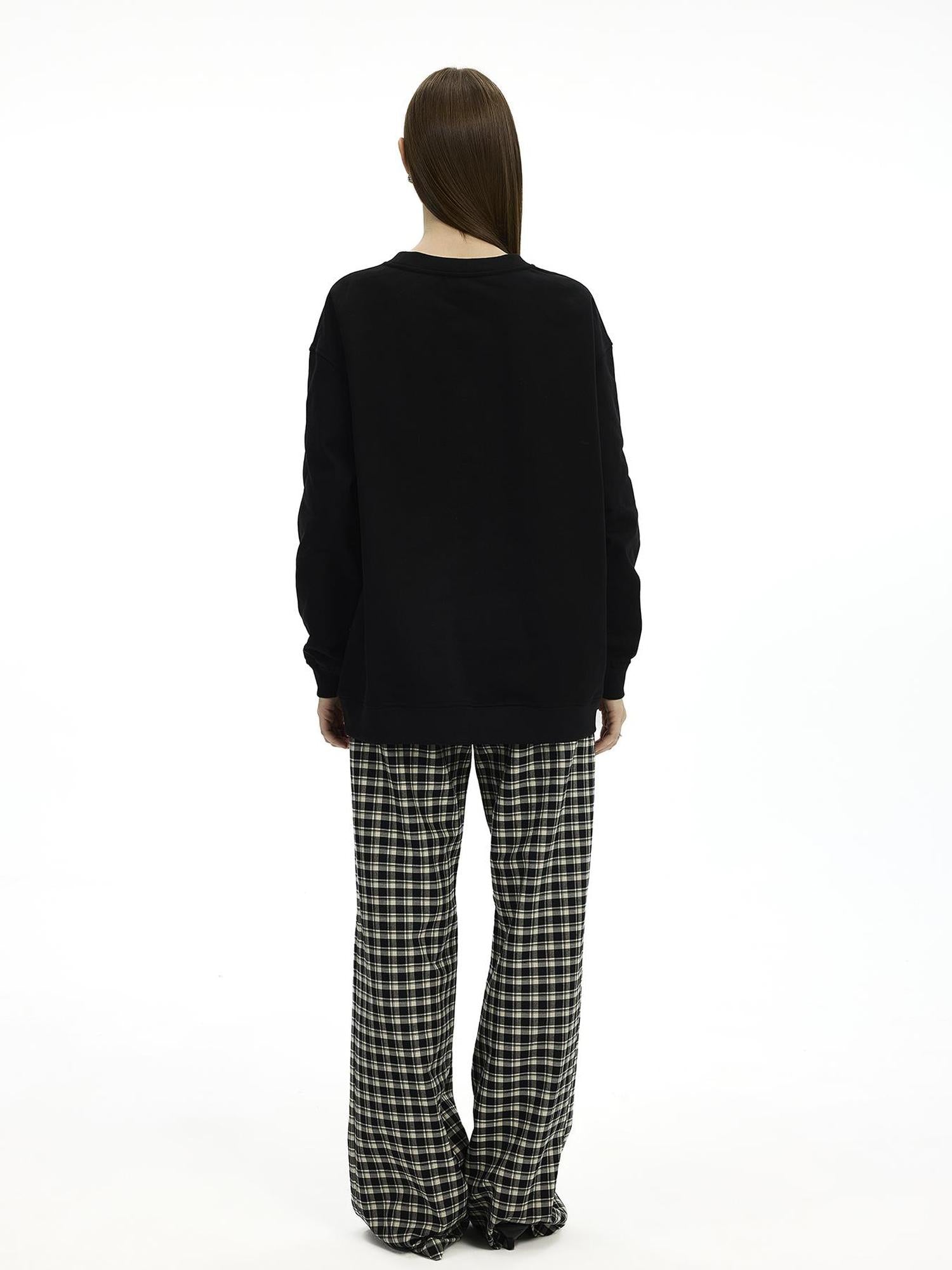 AFTADAWN Vintage Necklace Print Oversized Cotton Hoodie