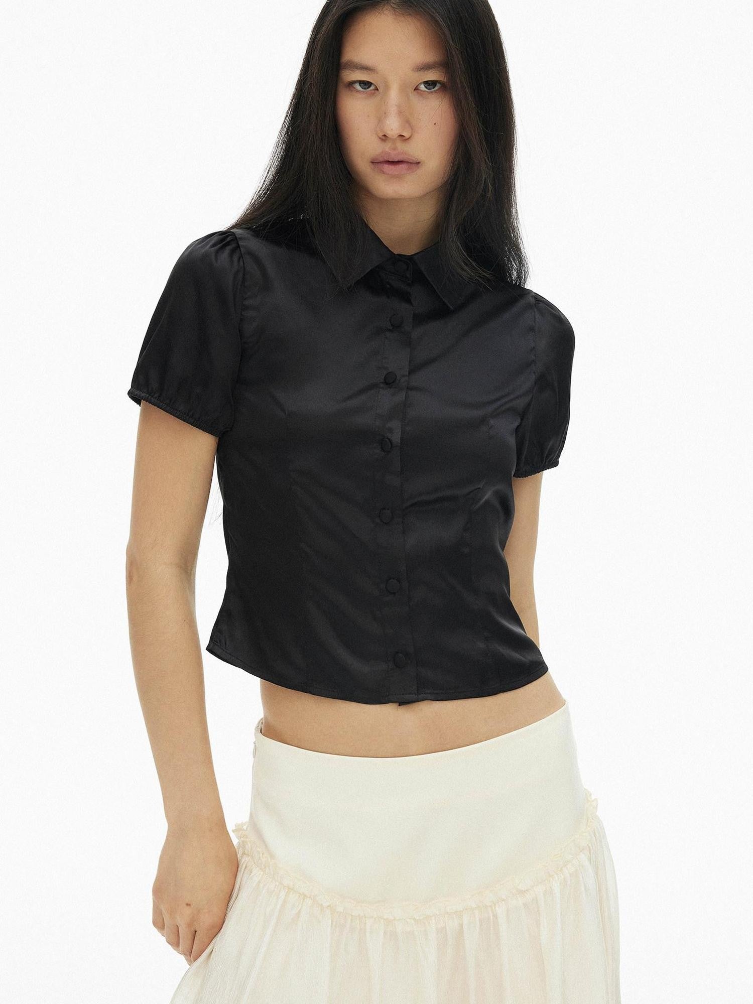 AFTADAWN Vintage Puff Sleeve Cinched Waist Women&