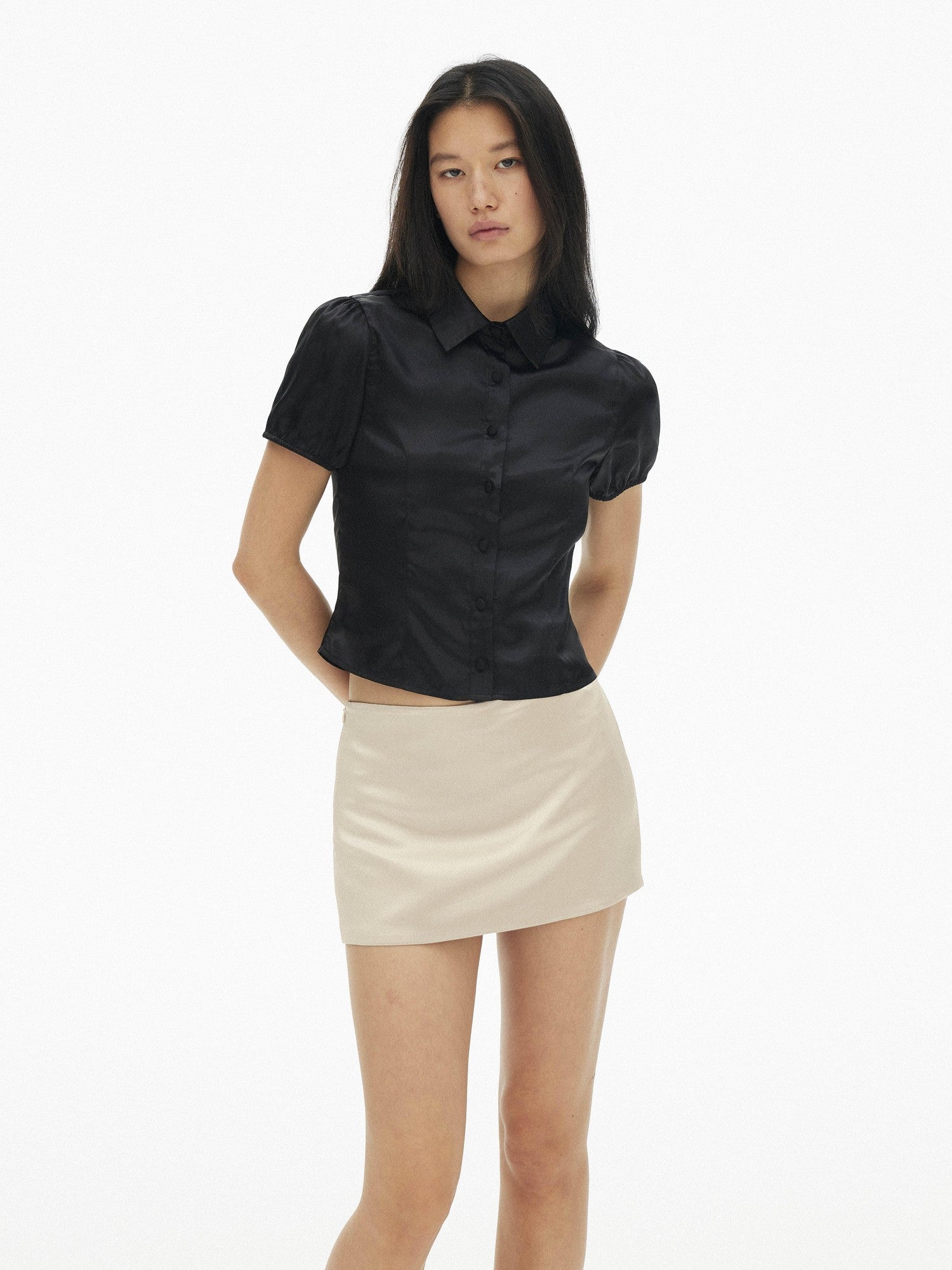 AFTADAWN Vintage Puff Sleeve Cinched Waist Women&