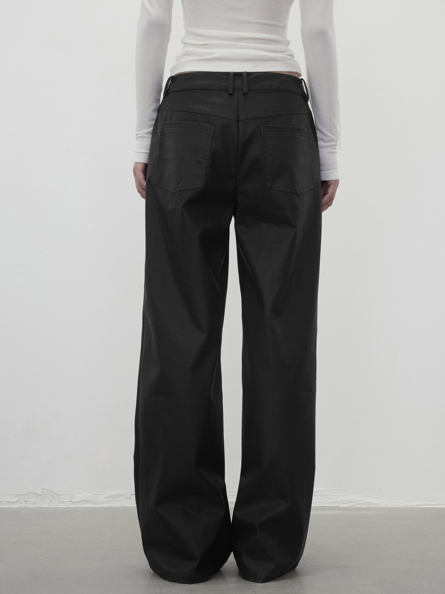 AFTADAWN Vintage Textured Pu Leather Wide Leg Trousers