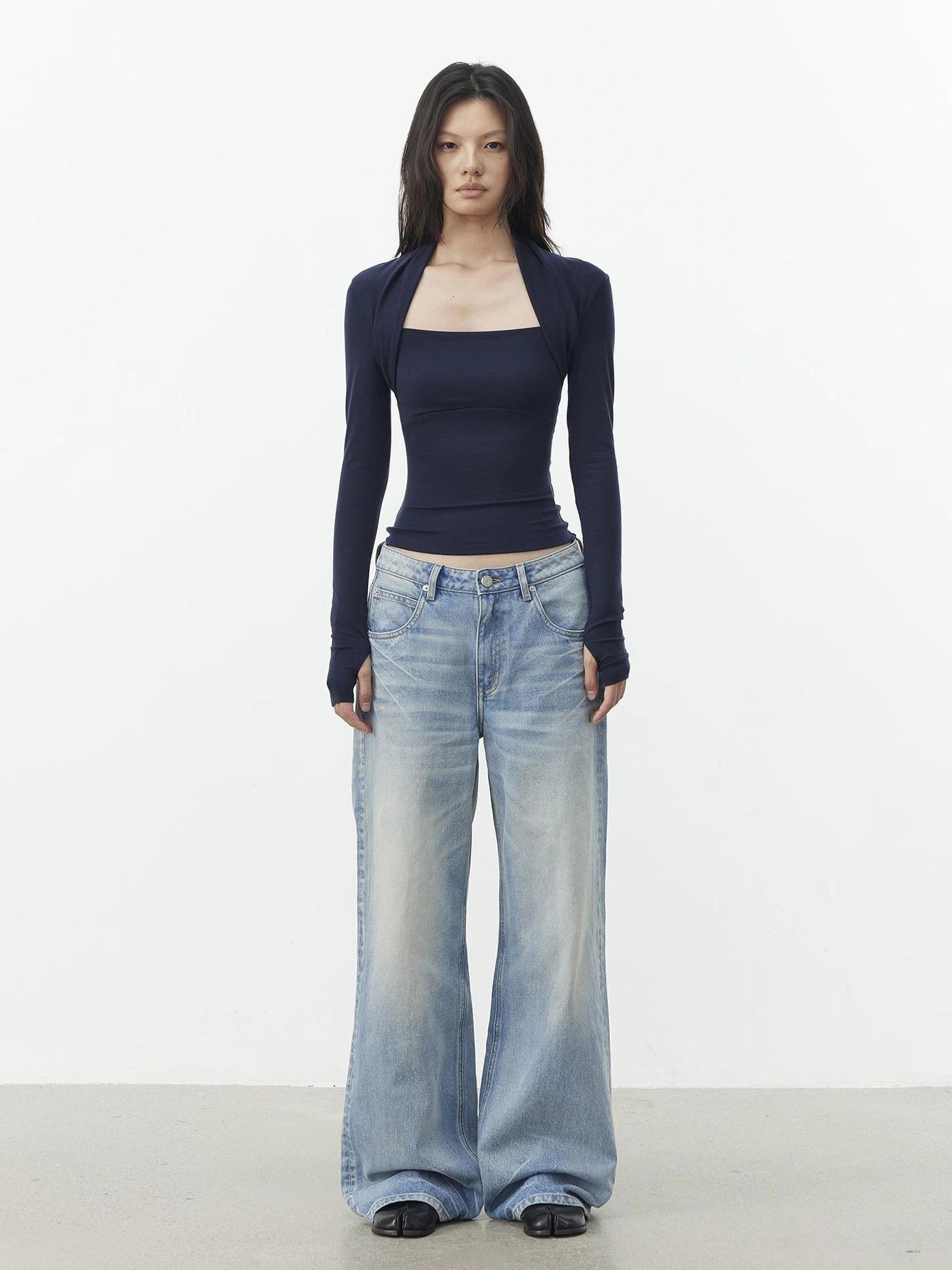 AFTADAWN Vintage Wash Blue Straight Leg Jeans Jeans