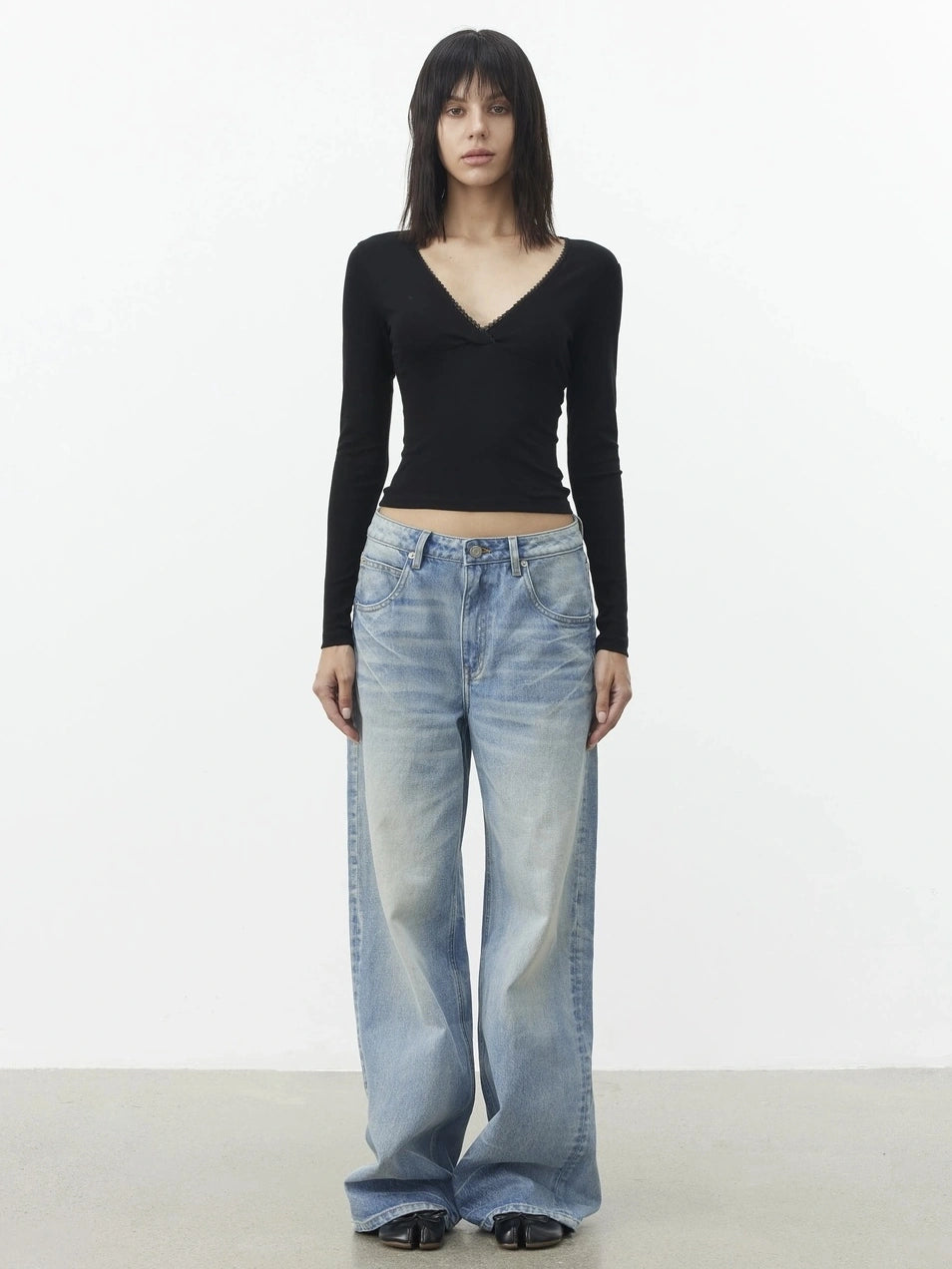 AFTADAWN Vintage Wash Blue Straight Leg Jeans Jeans