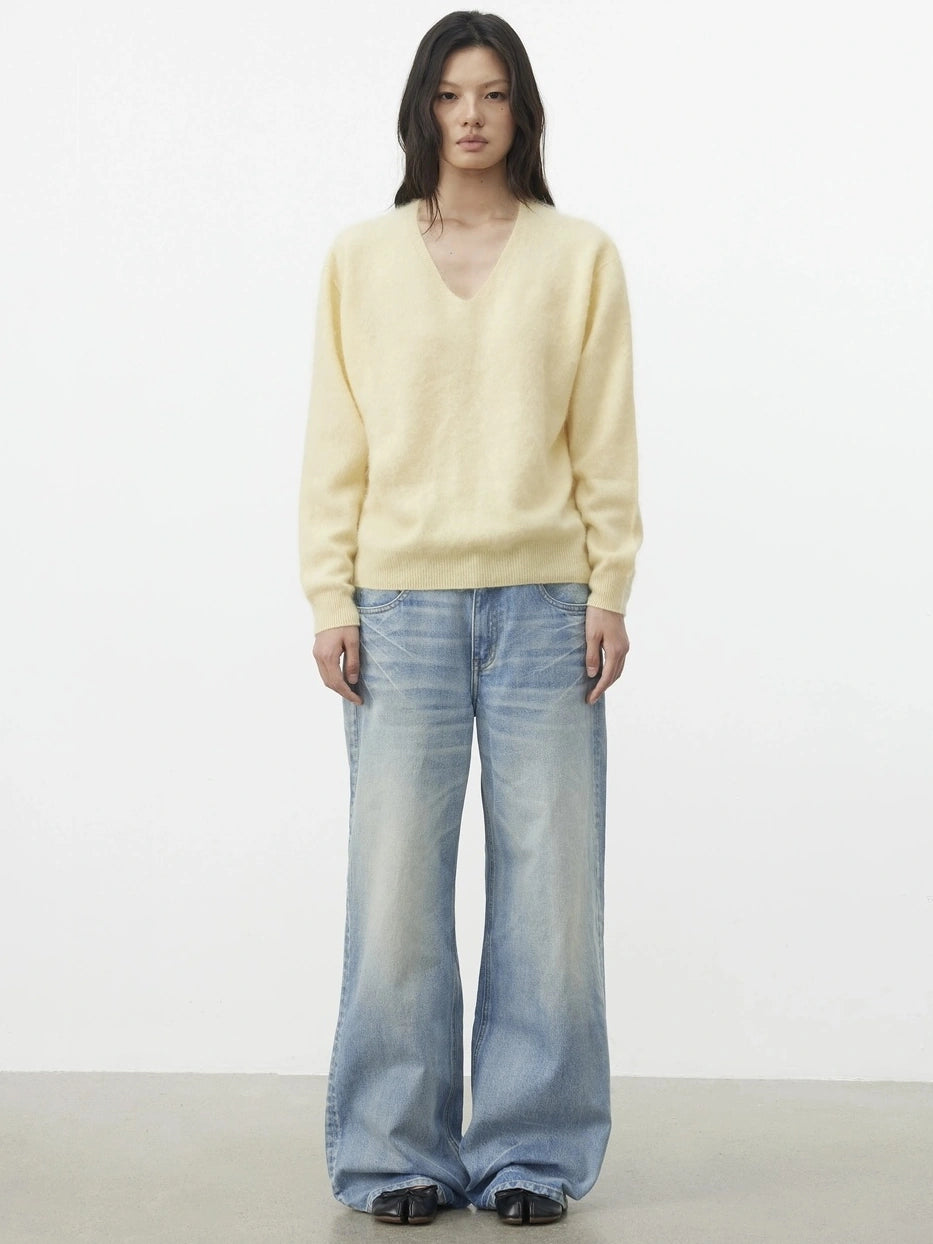 AFTADAWN Vintage Wash Blue Straight Leg Jeans Jeans