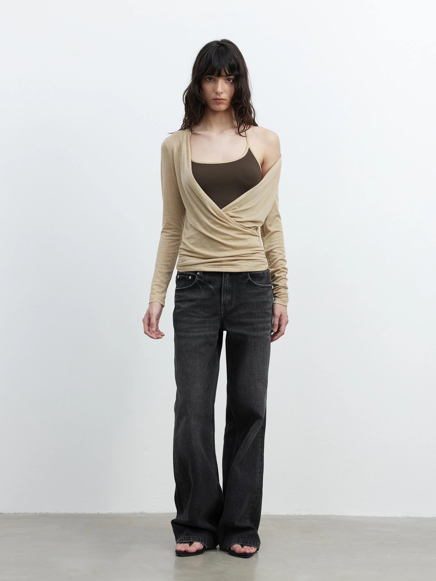 Vintage Washed Black Wide Leg Denim Jeans