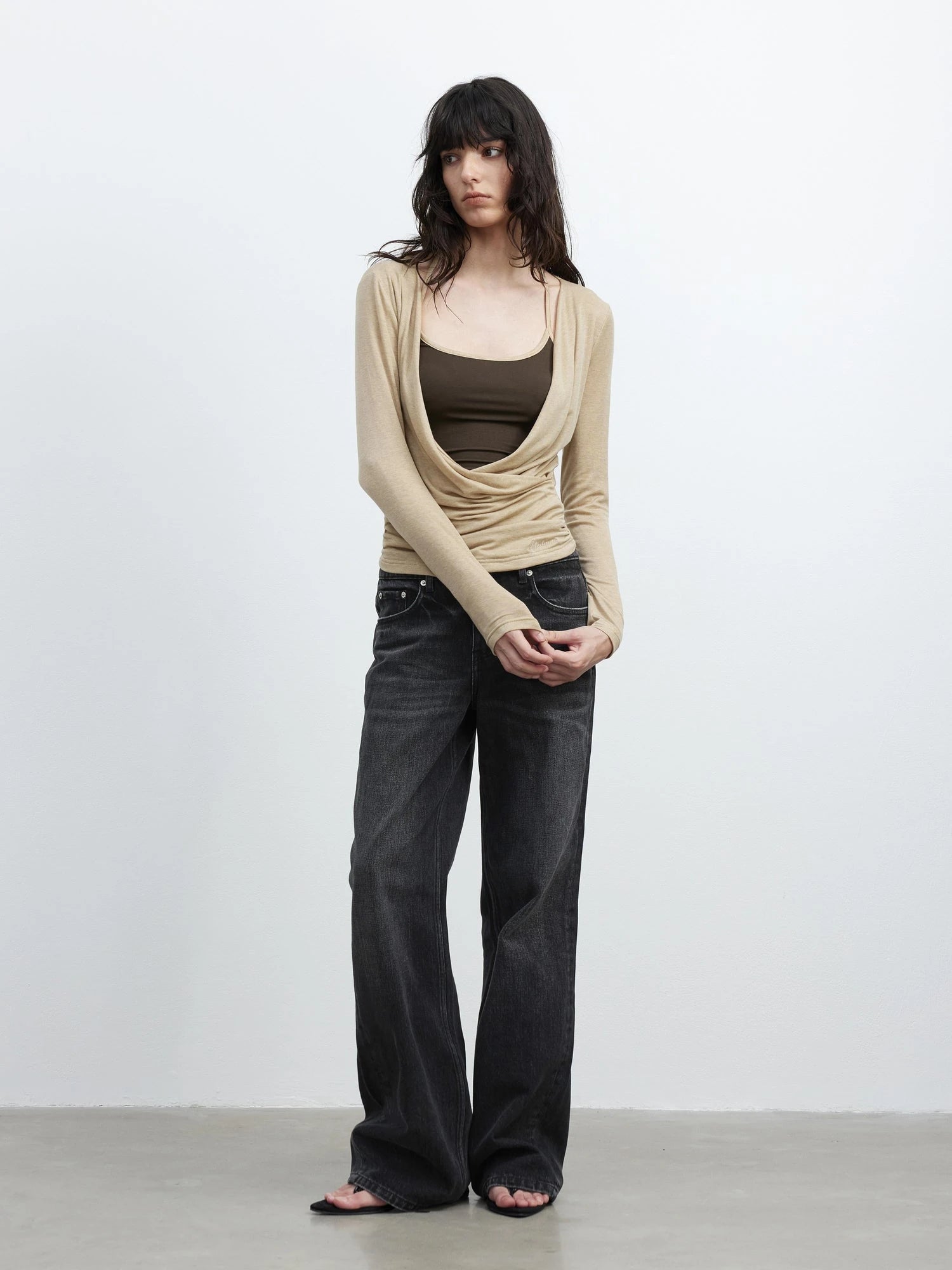 Vintage Washed Black Wide Leg Denim Jeans