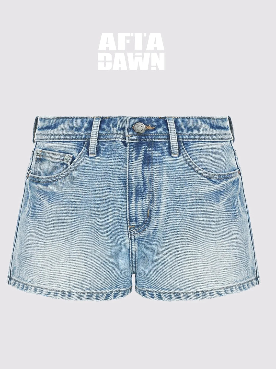 Vintage Washed Low Rise Denim Shorts With Frayed Hem
